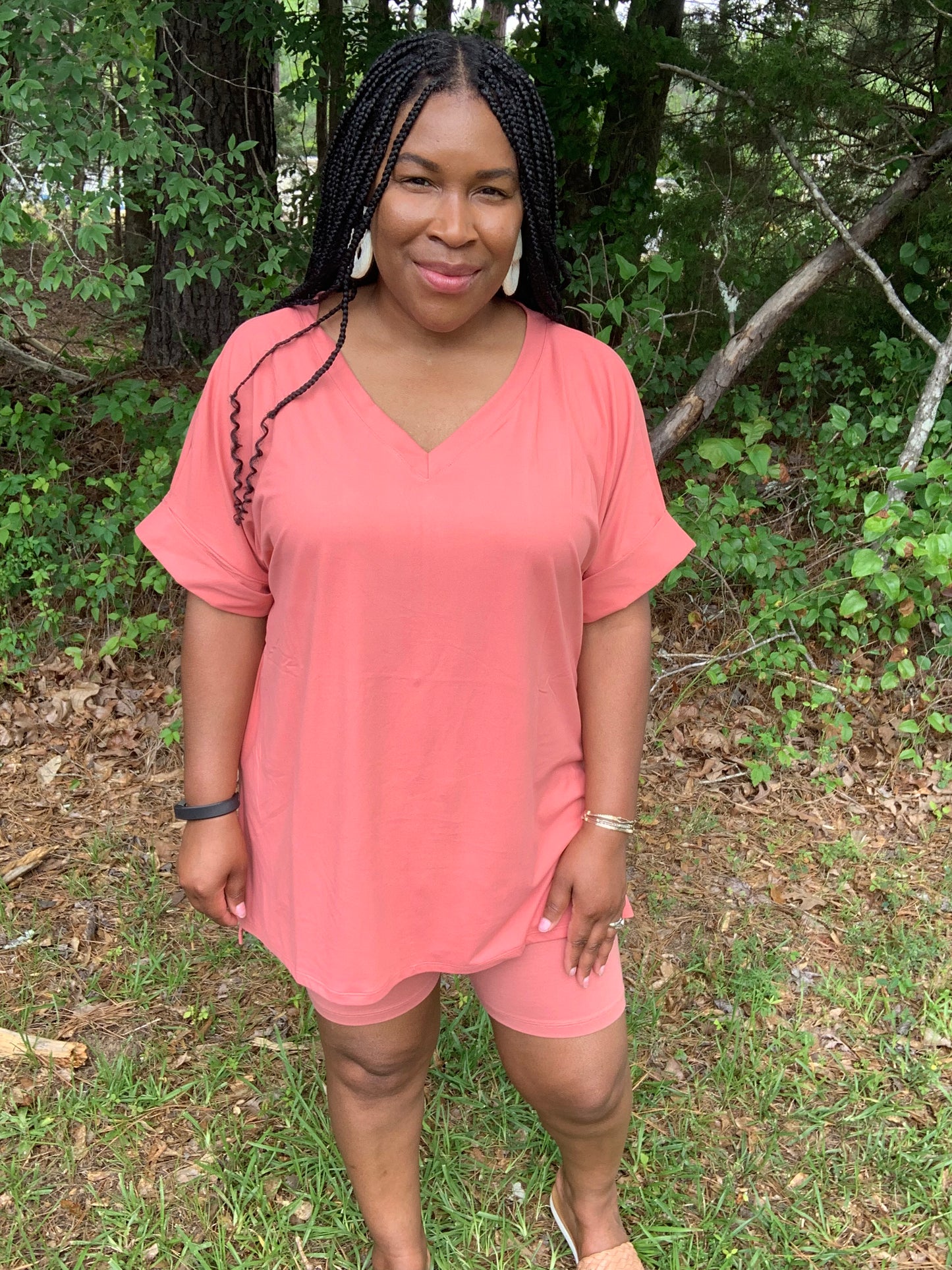 Coordinating Rose Pink Short Set (Plus)