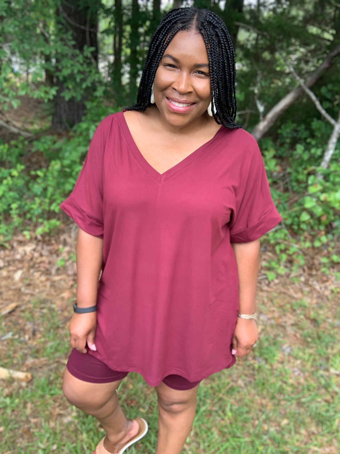 Coordinating Burgundy Short Set (Plus)