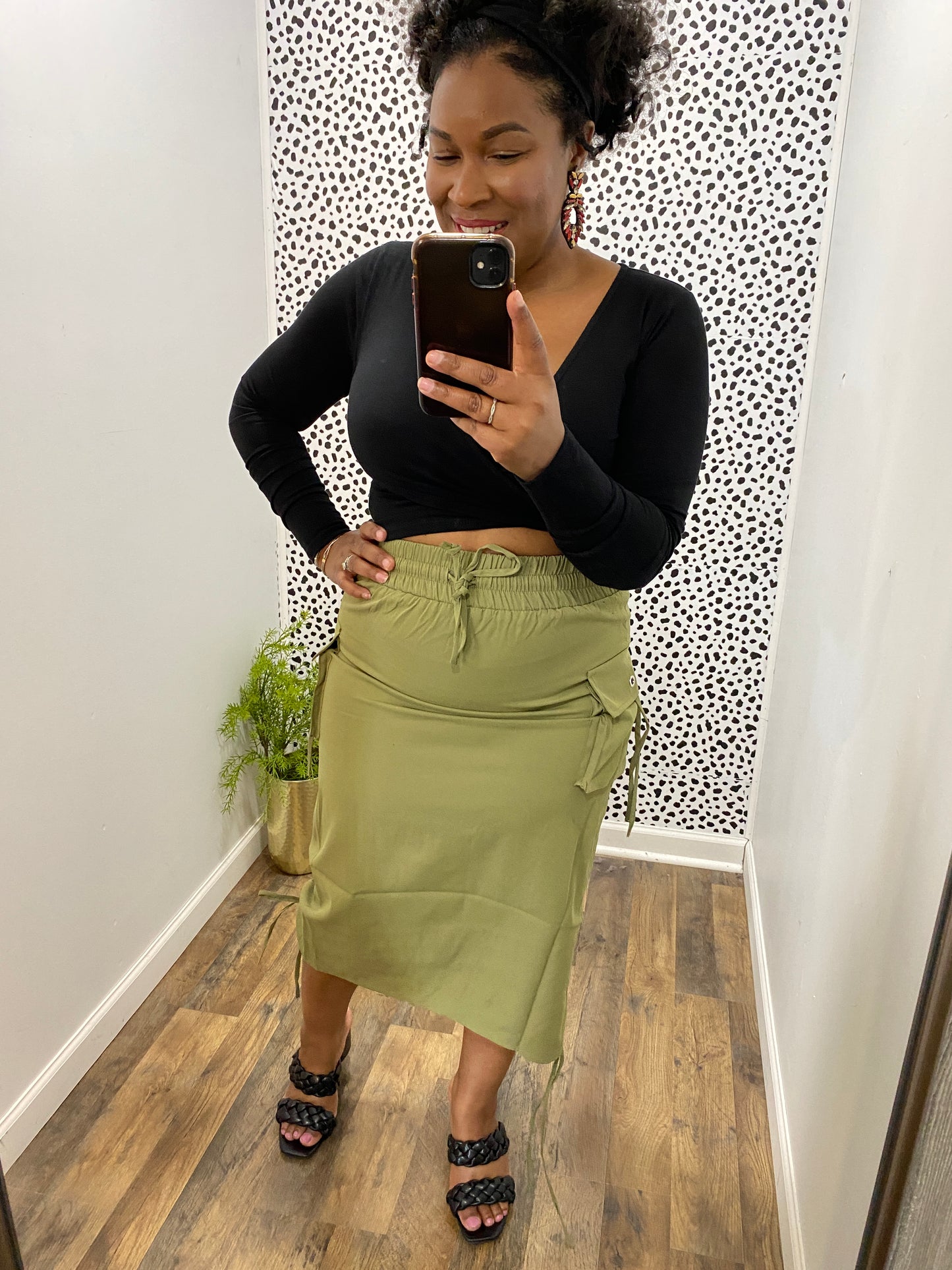 Olive Cargo Skirt