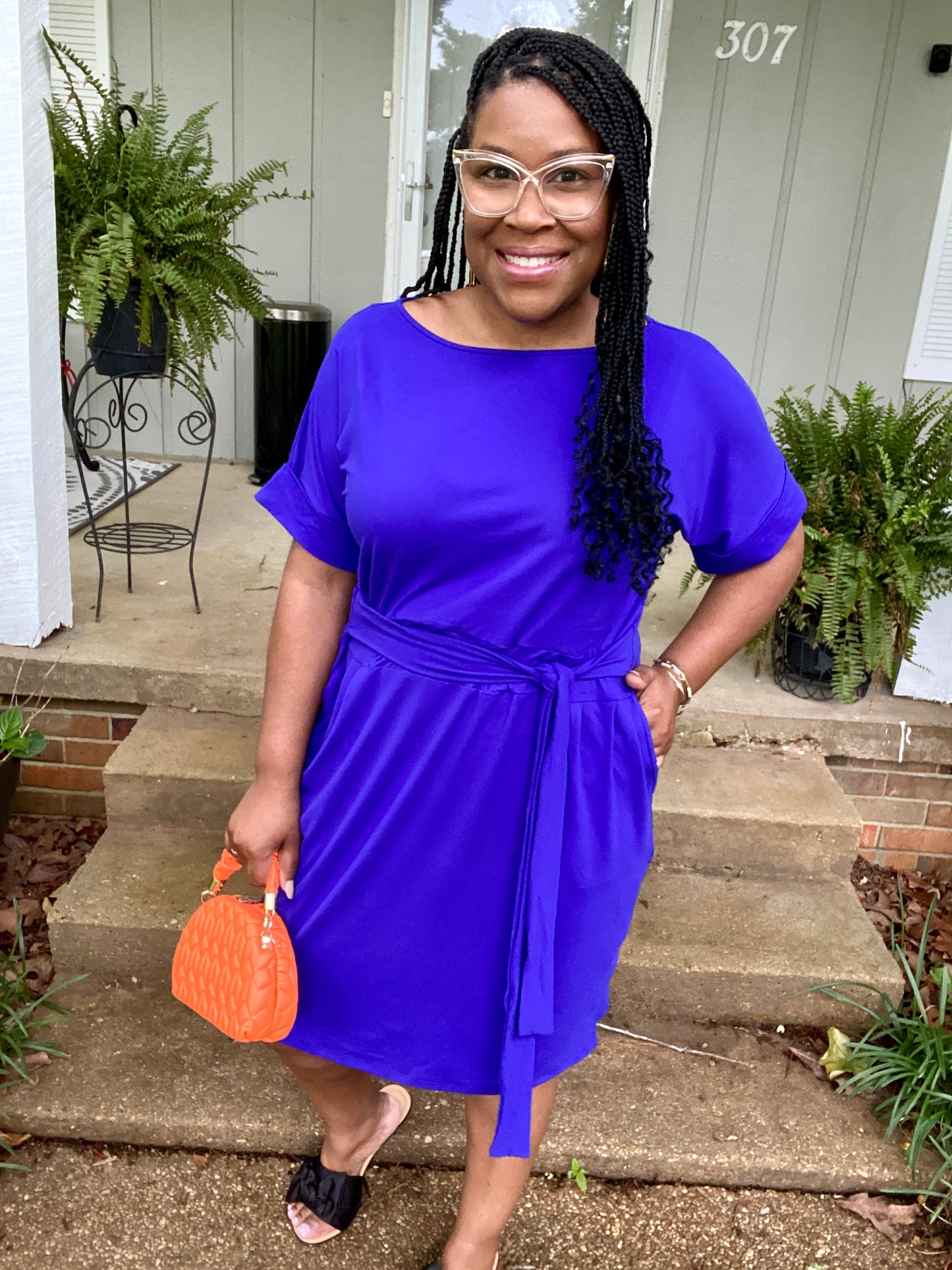 Bright Blue Belted Dress
