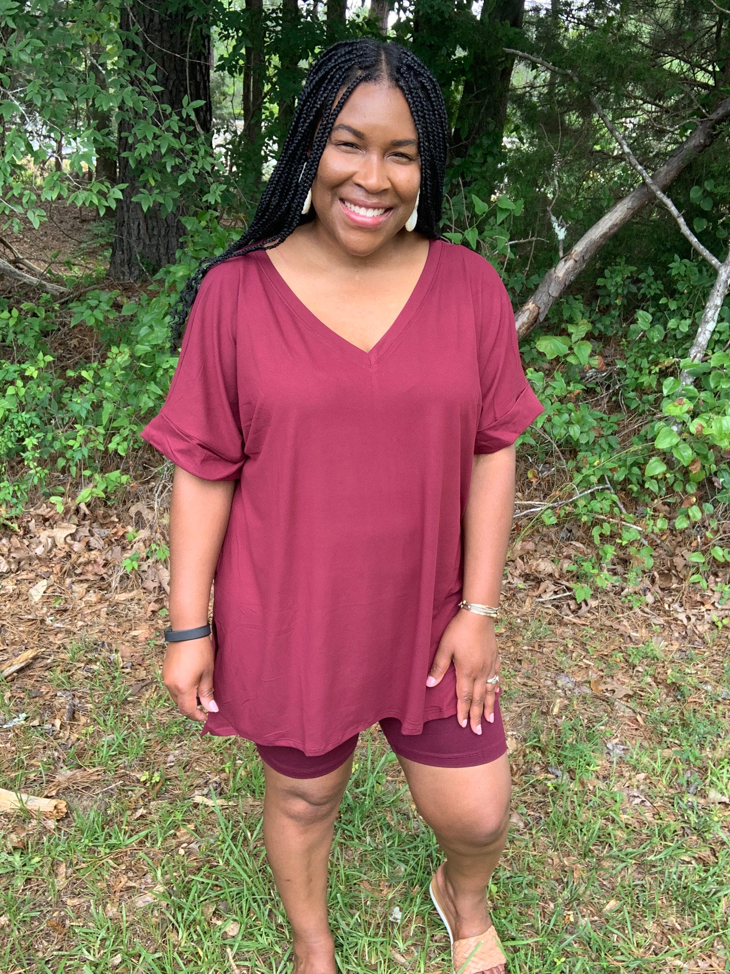 Coordinating Burgundy Short Set (Plus)