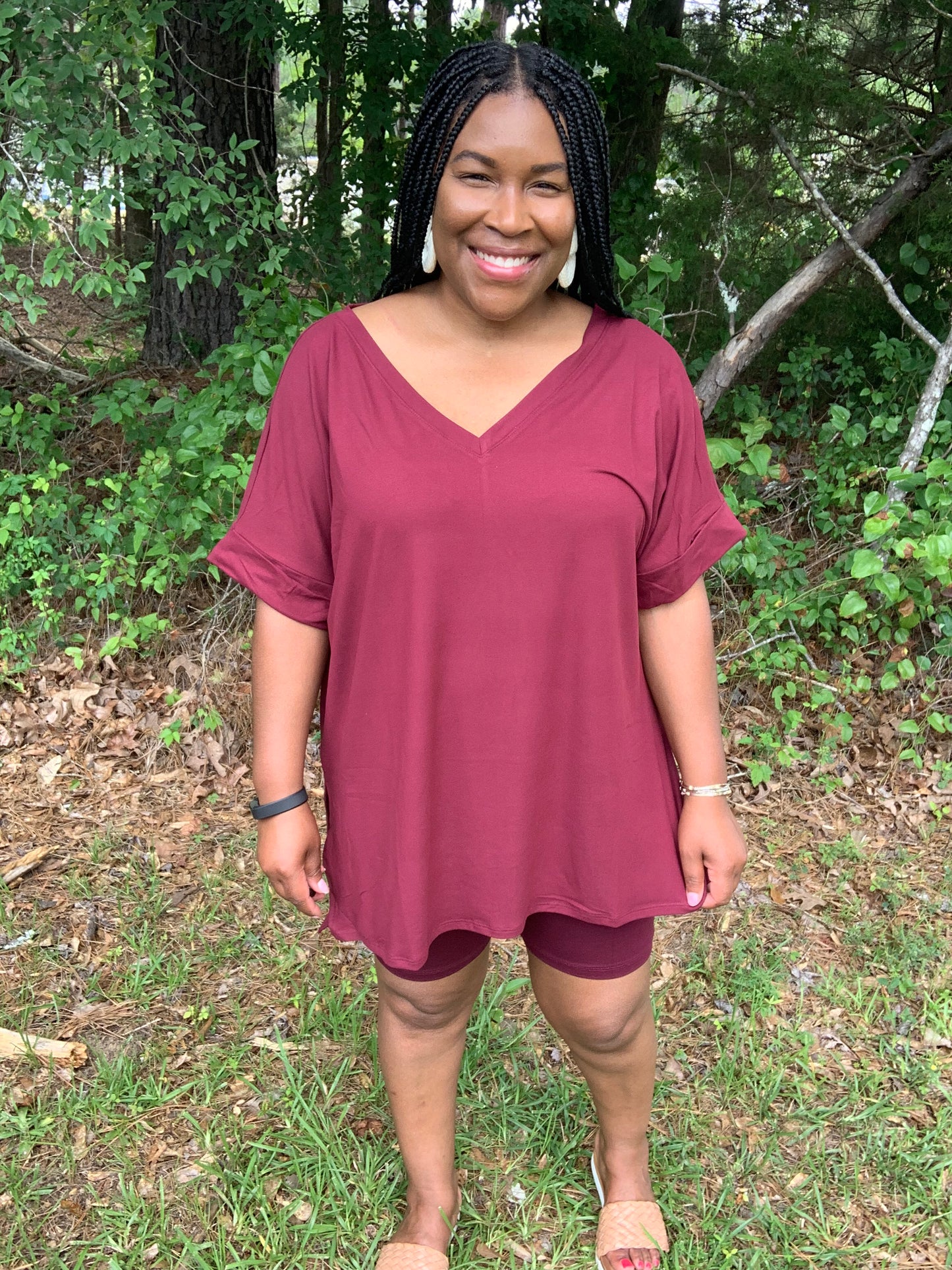 Coordinating Burgundy Short Set (Plus)