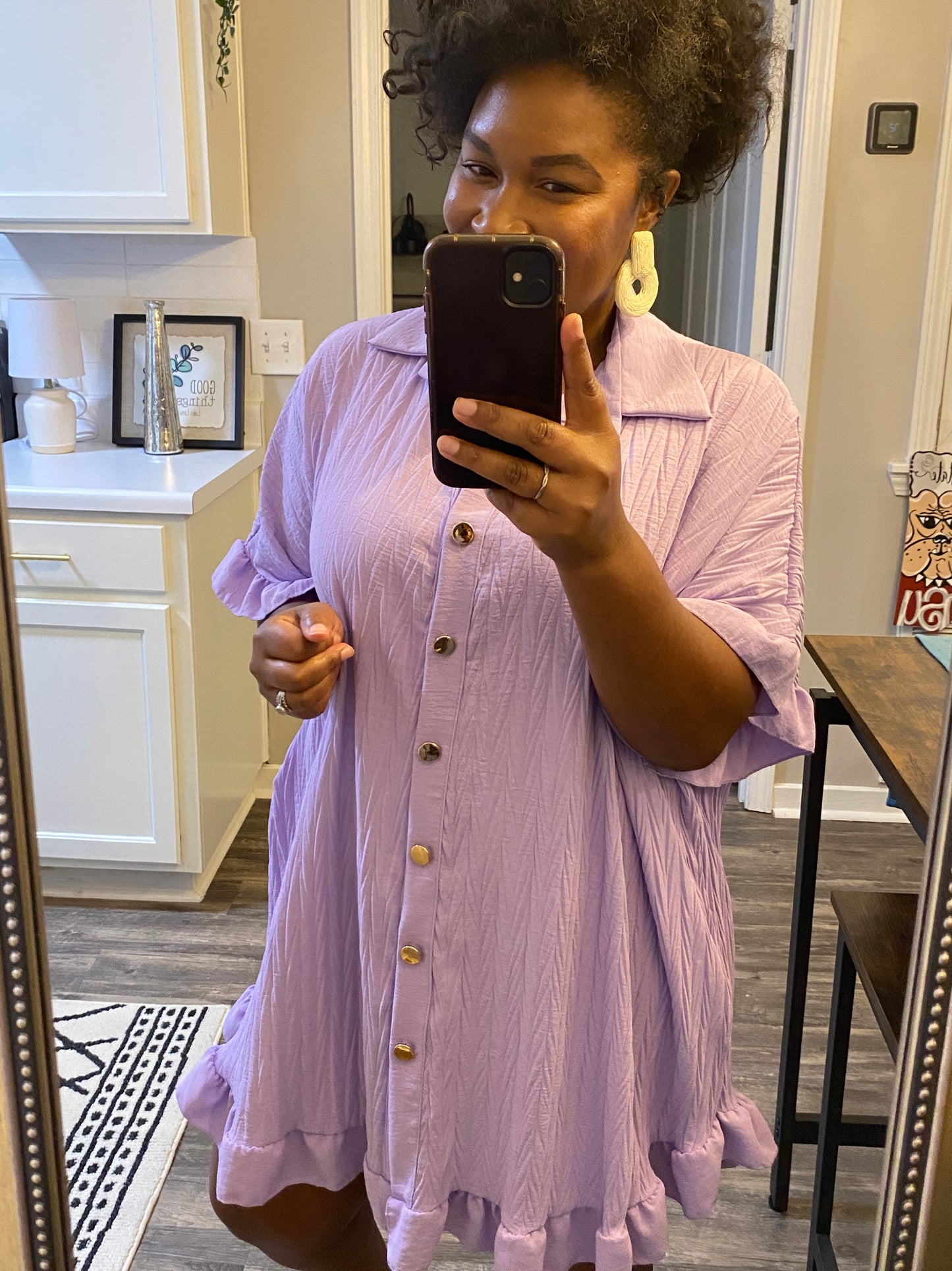 Ruffle Crinkle Dress - Lavender