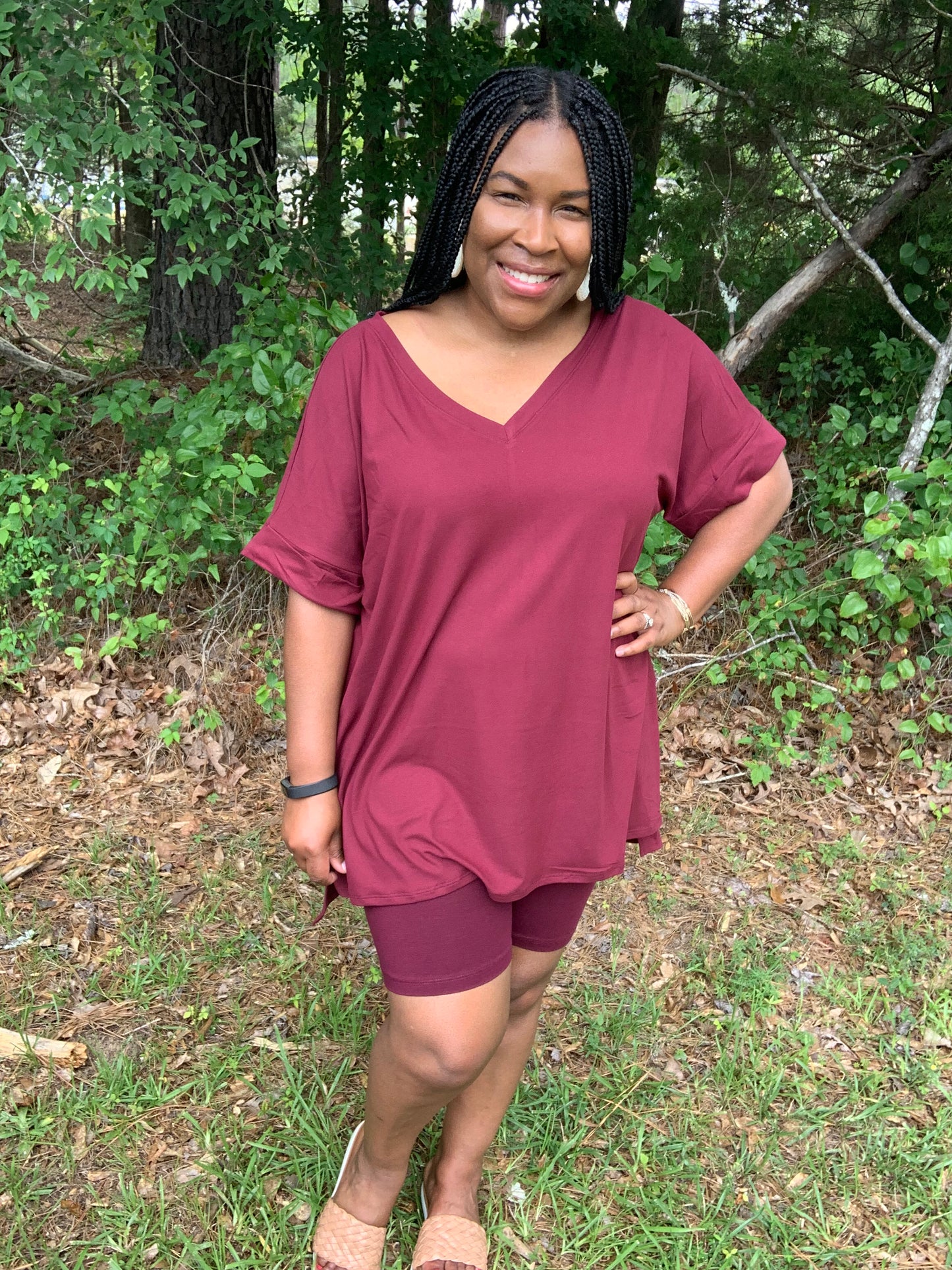 Coordinating Burgundy Short Set (Plus)