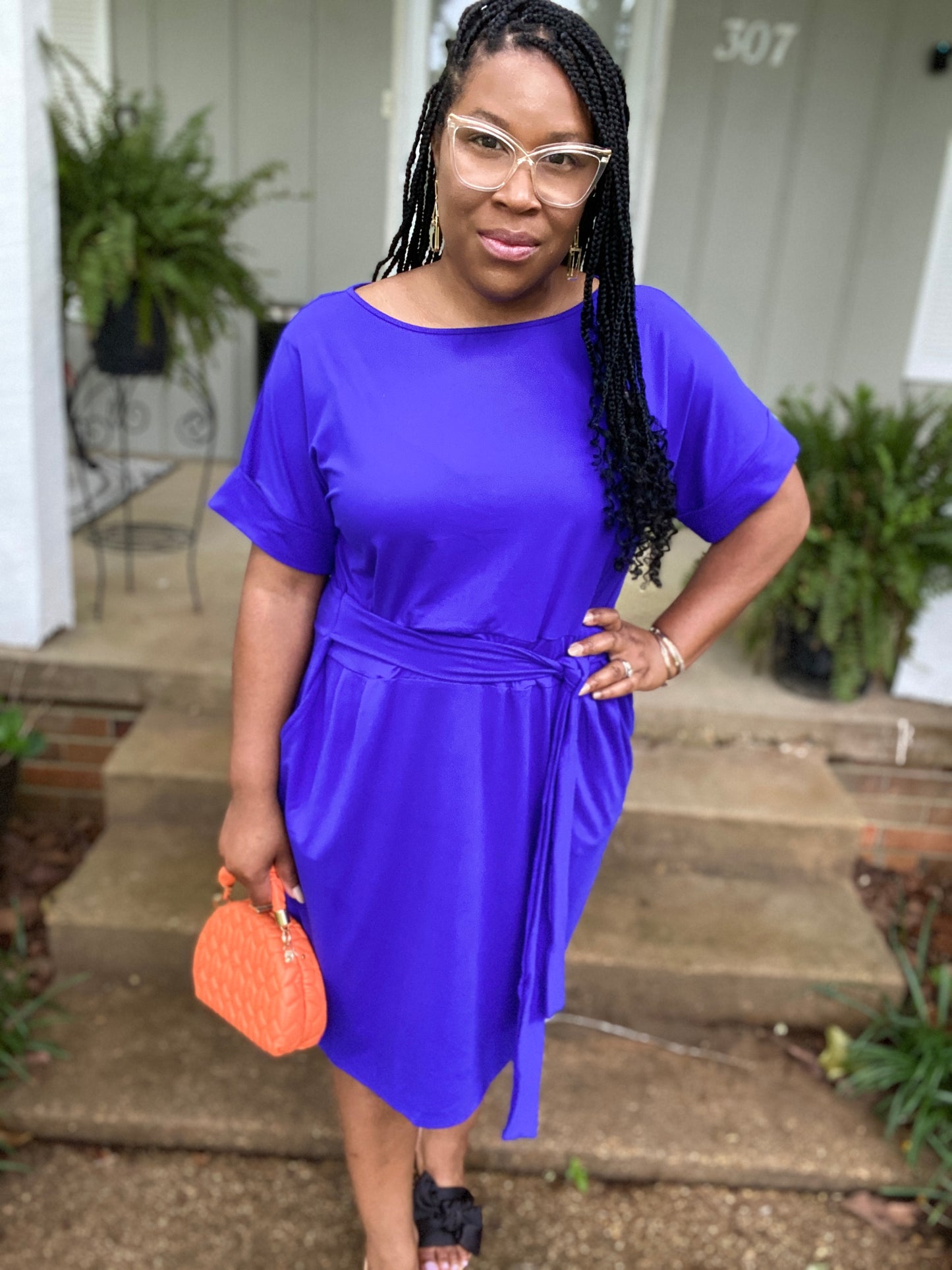 Bright Blue Belted Dress