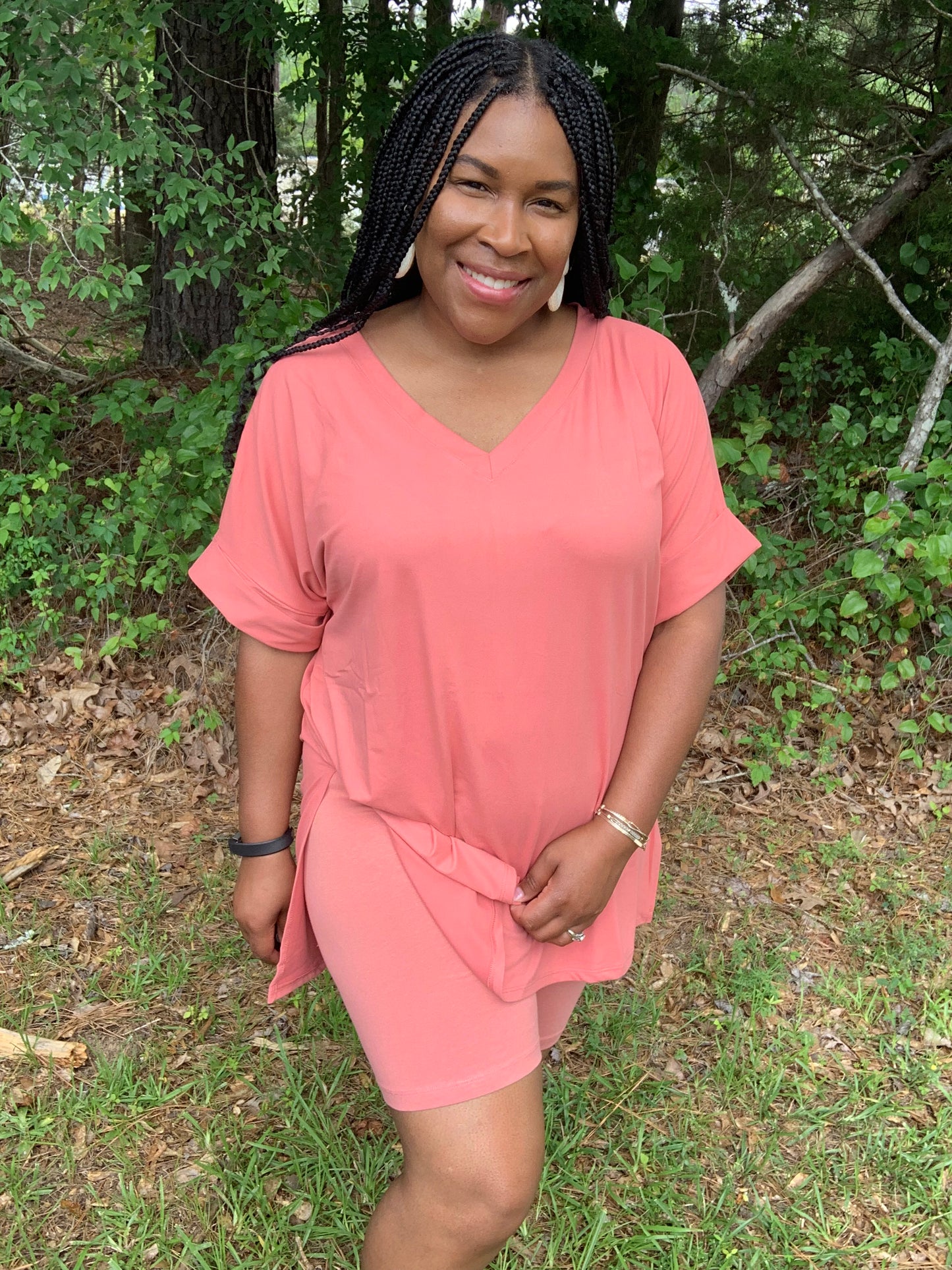 Coordinating Rose Pink Short Set (Plus)