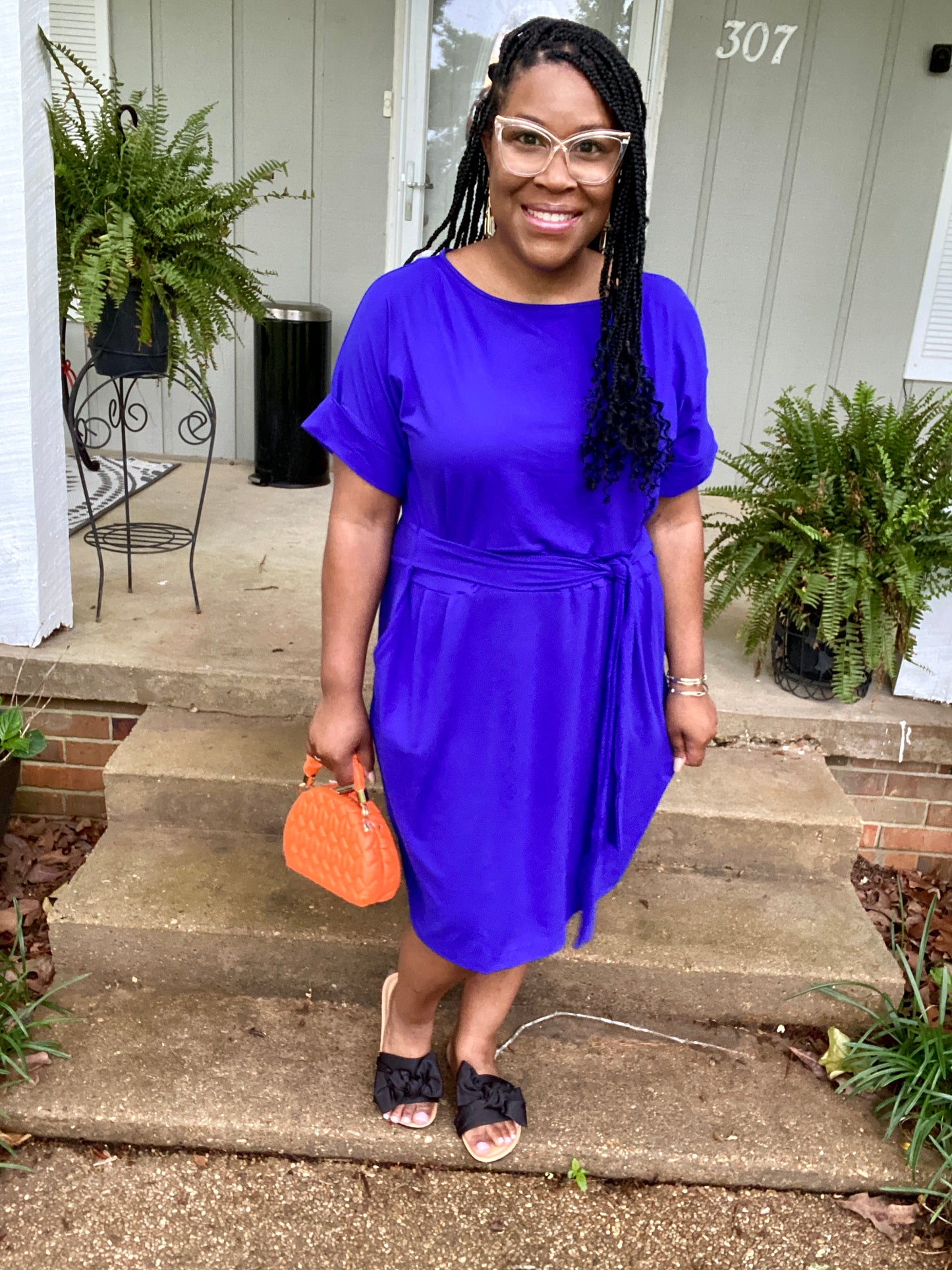 Bright Blue Belted Dress