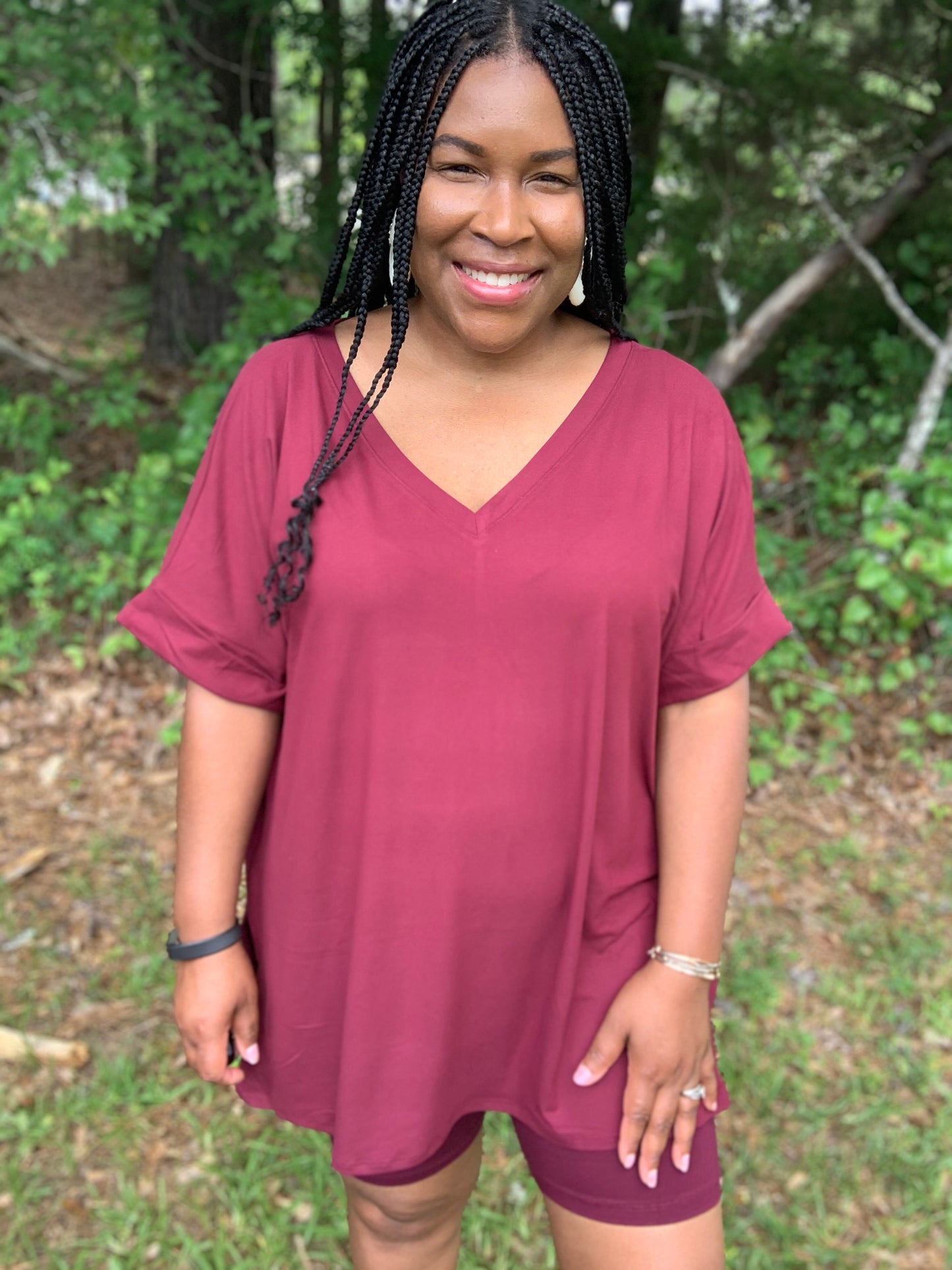 Coordinating Burgundy Short Set (Plus)