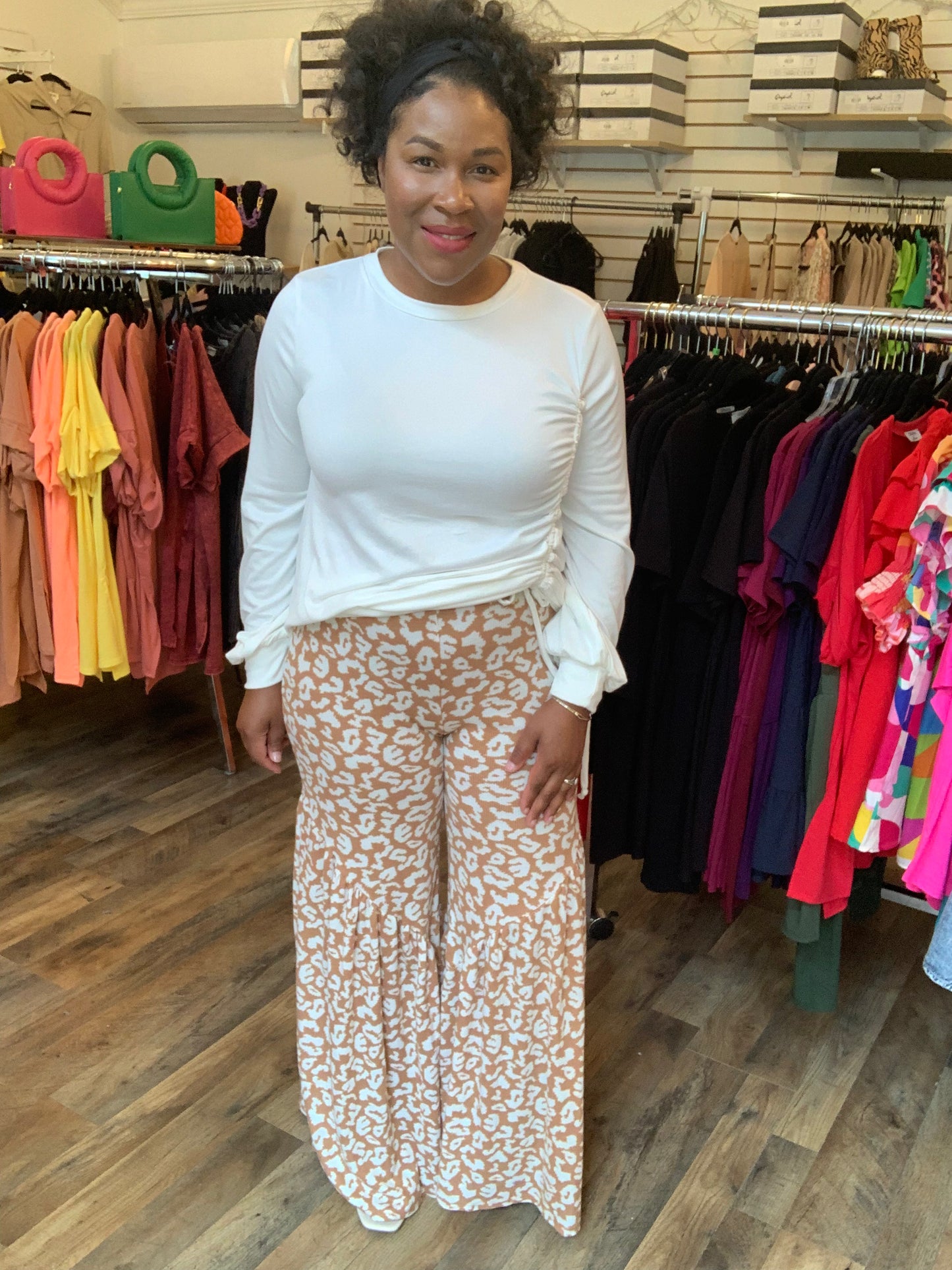 Taupe Leopard Palazzo Pants