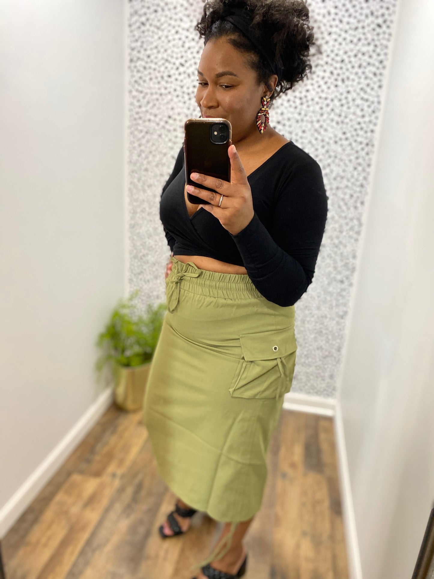 Olive Cargo Skirt