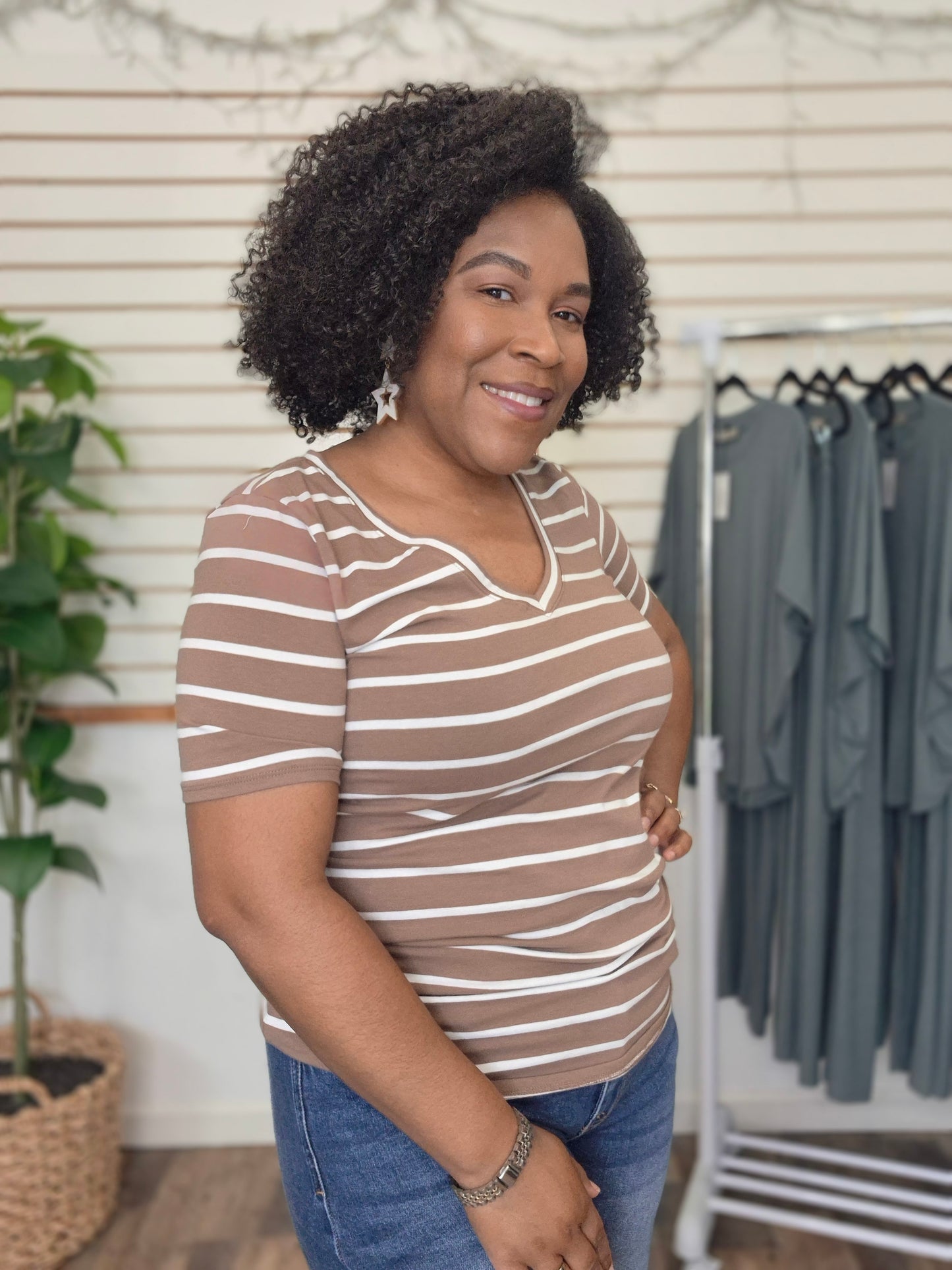 Mocha V-Neck Top