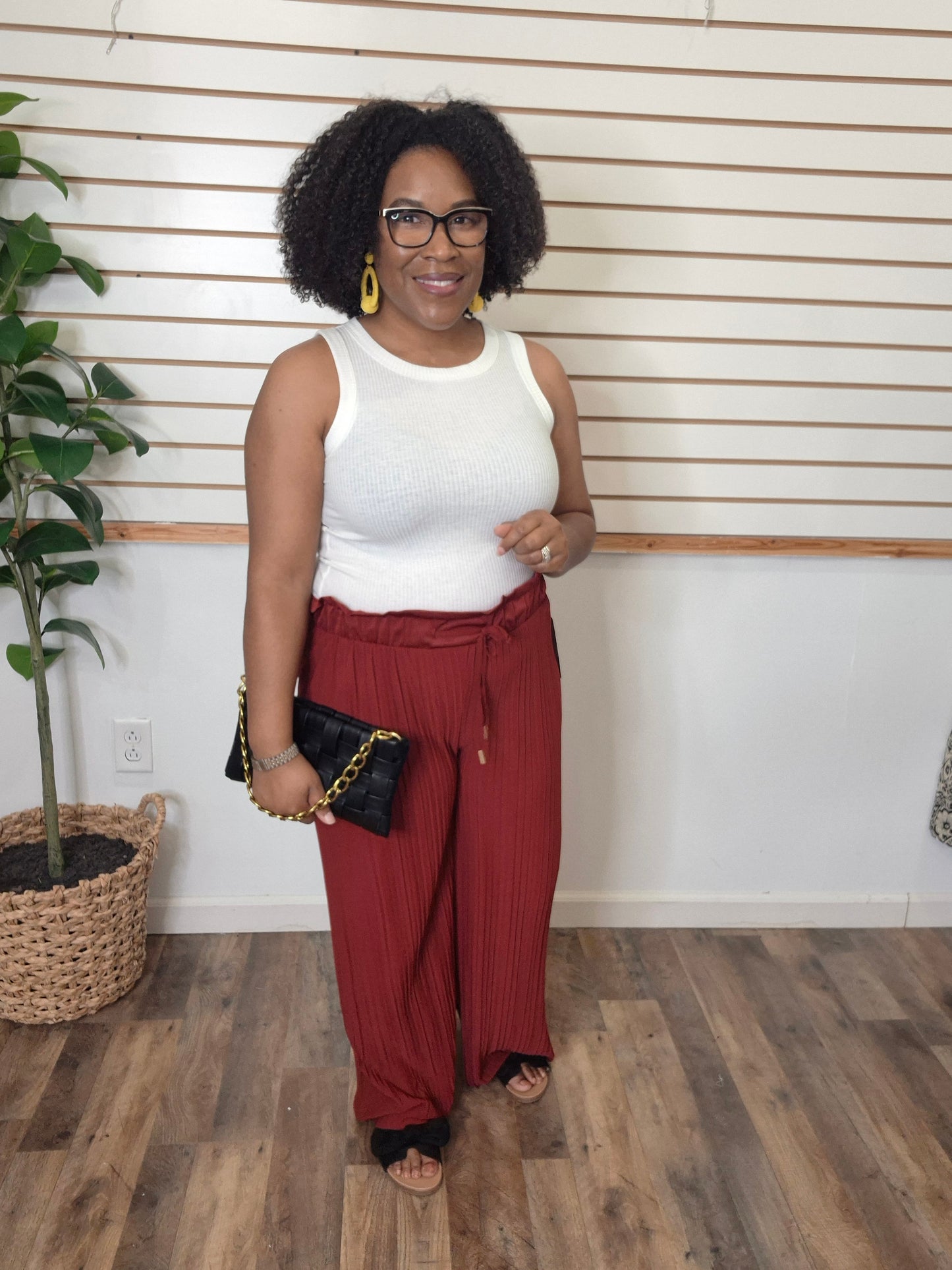Pleated Pants Burgundy