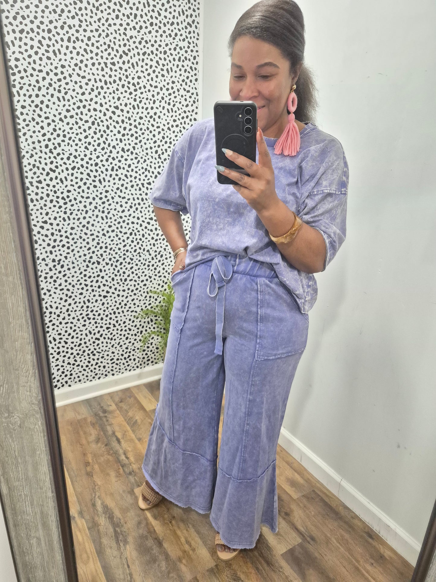 Blue Acid Wash Flare Set