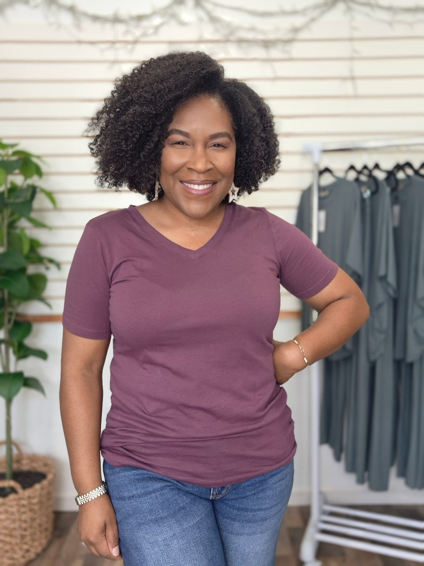 Plum V-Neck Top