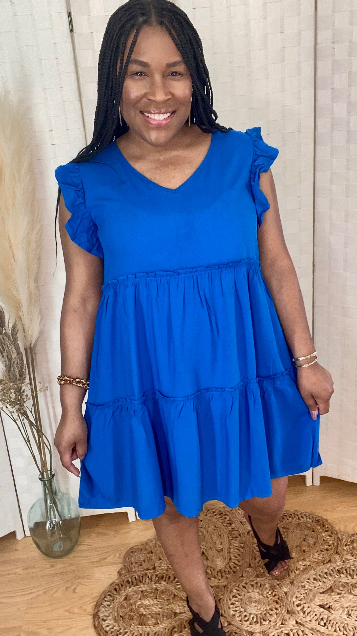 Ruffle Sleeve Mini Dress