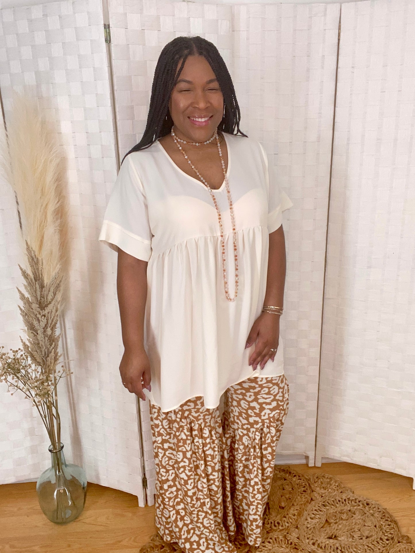 Taupe Leopard Palazzo Pants