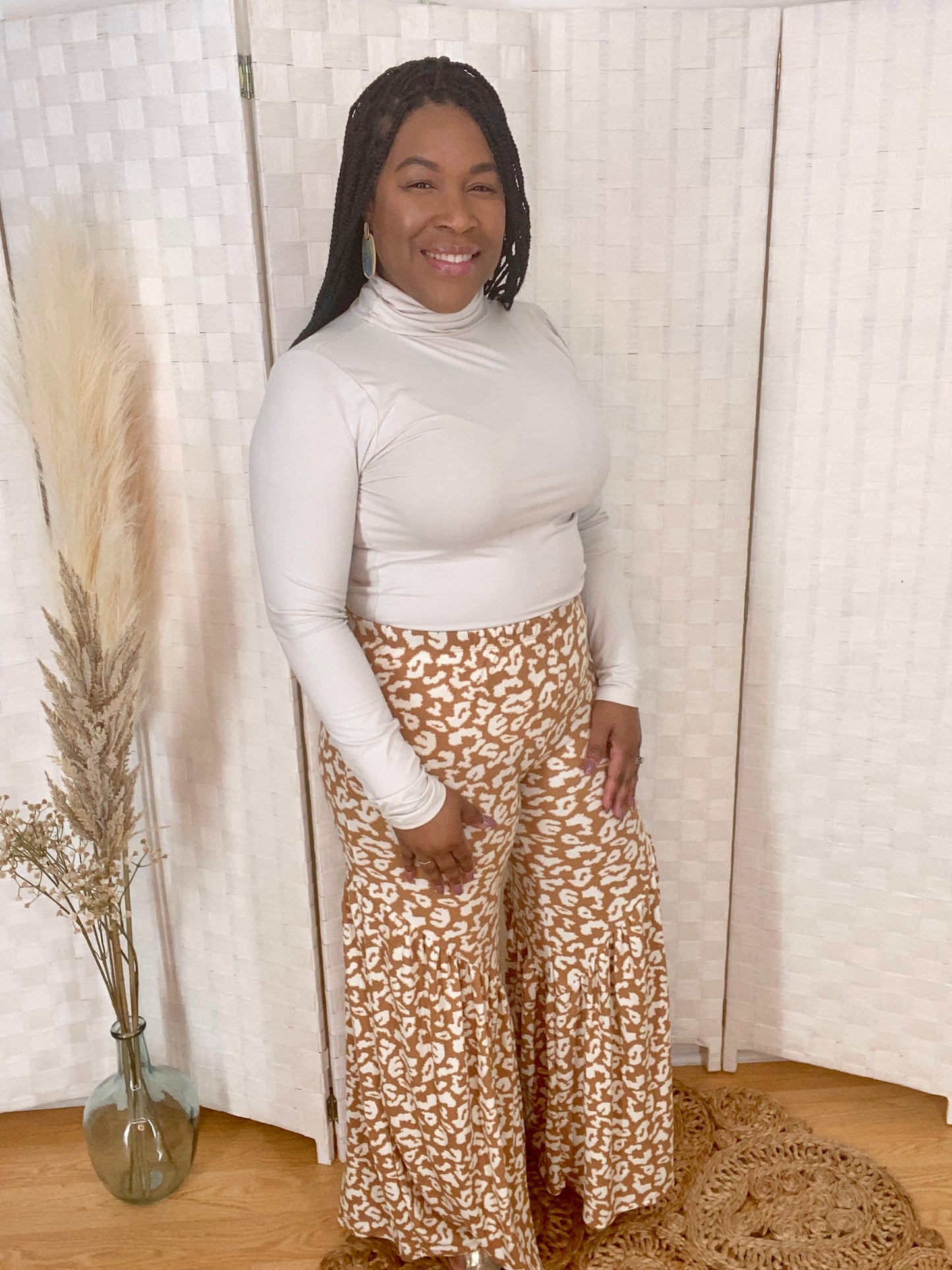 Taupe Leopard Palazzo Pants