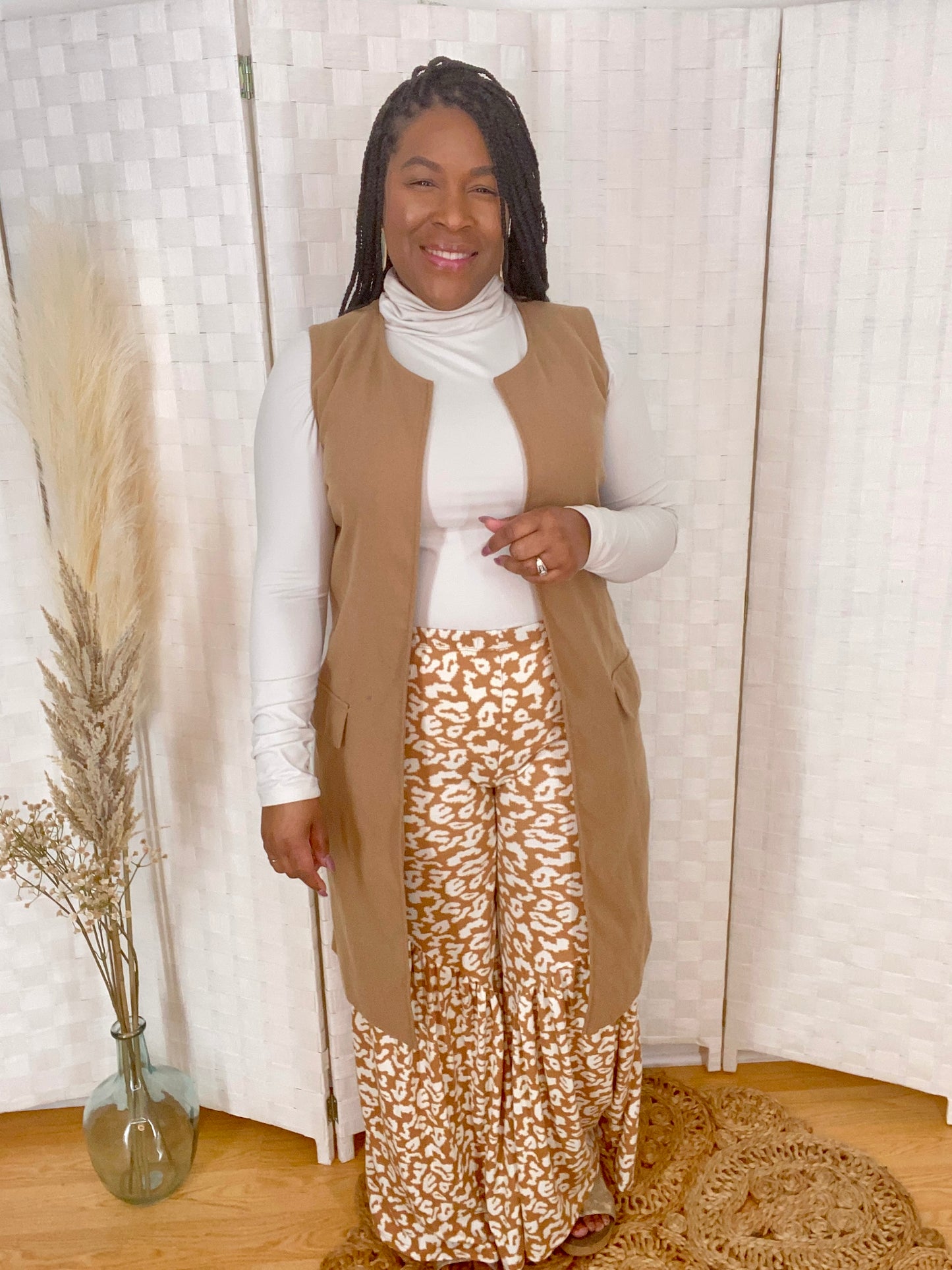 Taupe Leopard Palazzo Pants