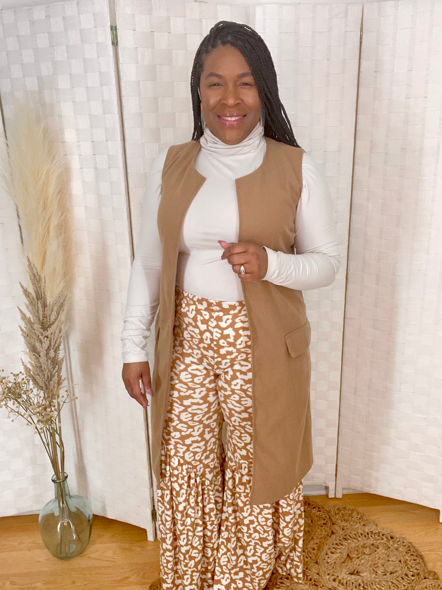 Taupe Leopard Palazzo Pants