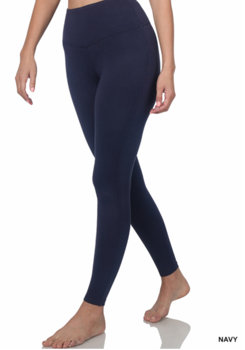 Navy Wide Band Leggings