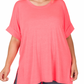 Coral Rolled Sleeve Top