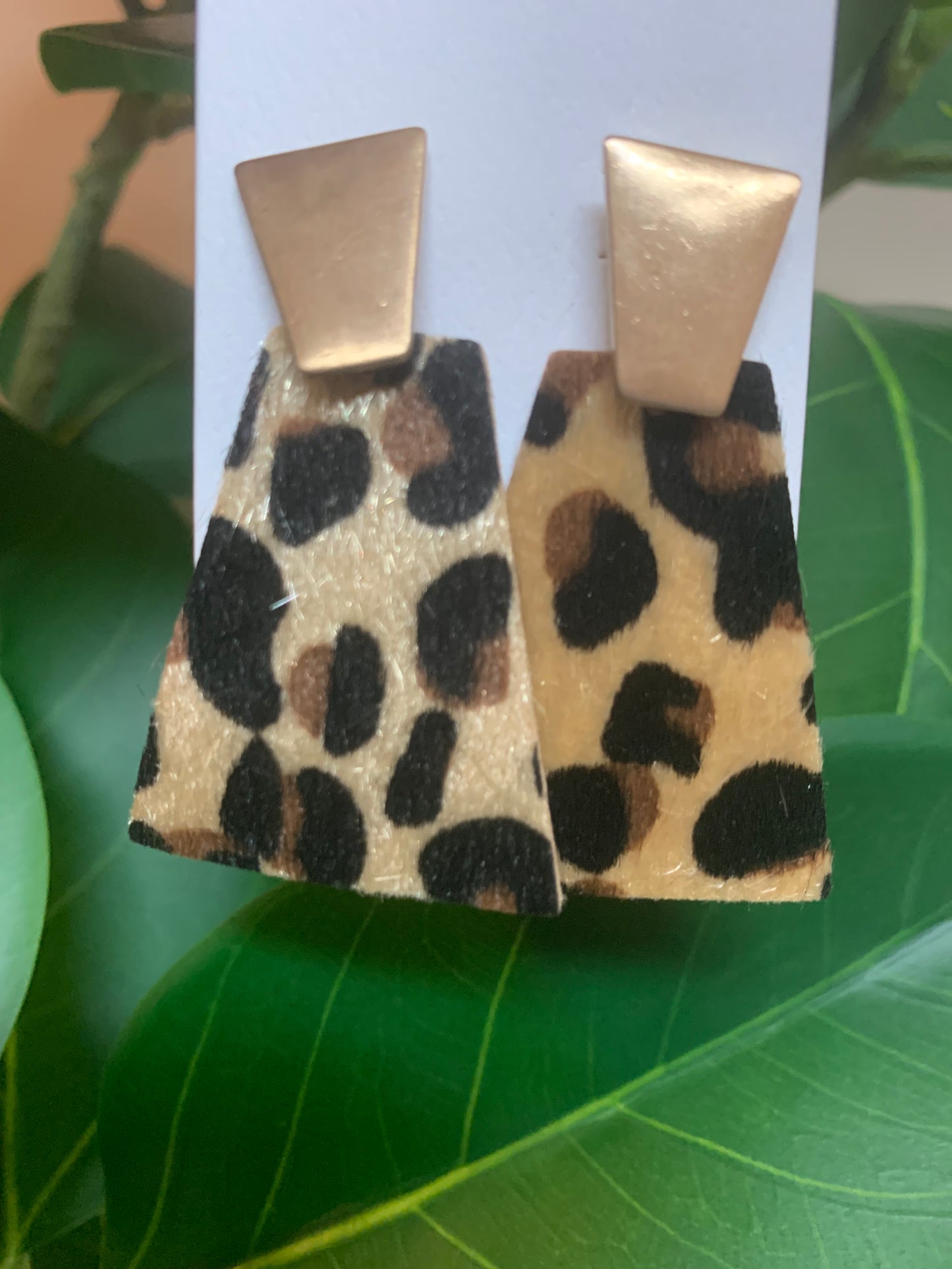 Faux Leather Trapezoid Earrings