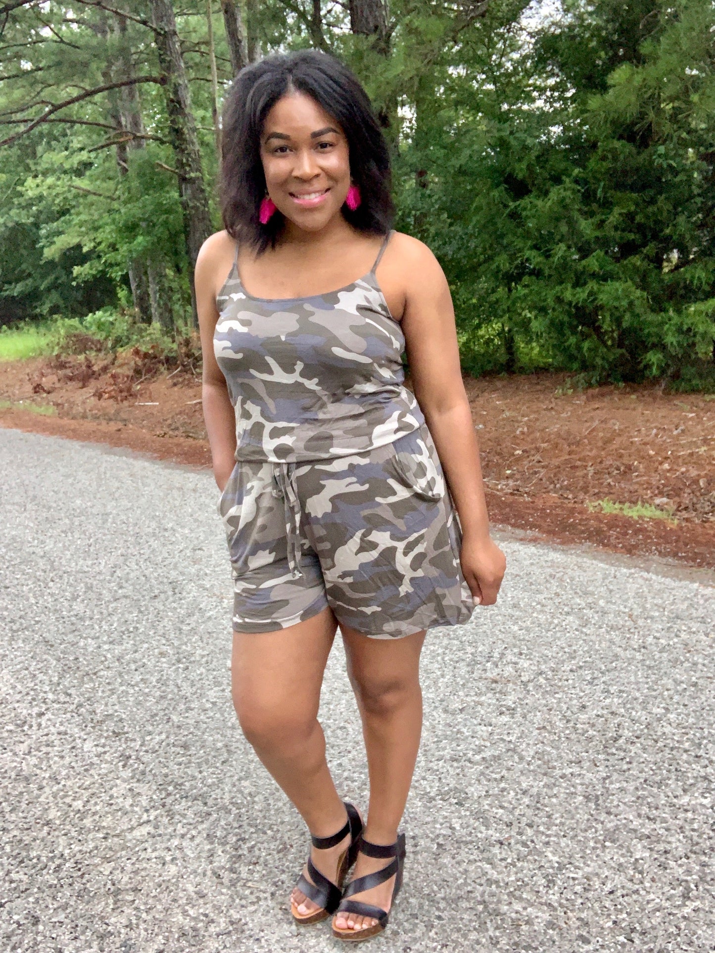 Camo Spaghetti Strap Romper