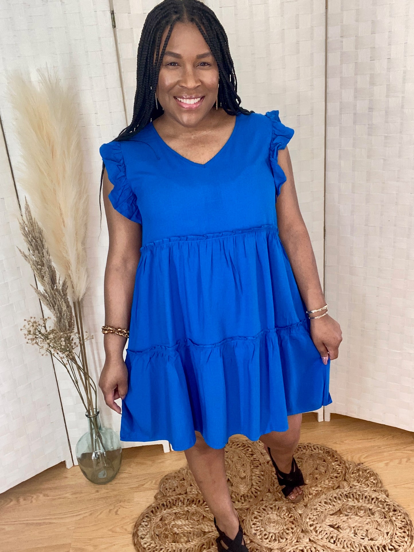 Ruffle Sleeve Mini Dress