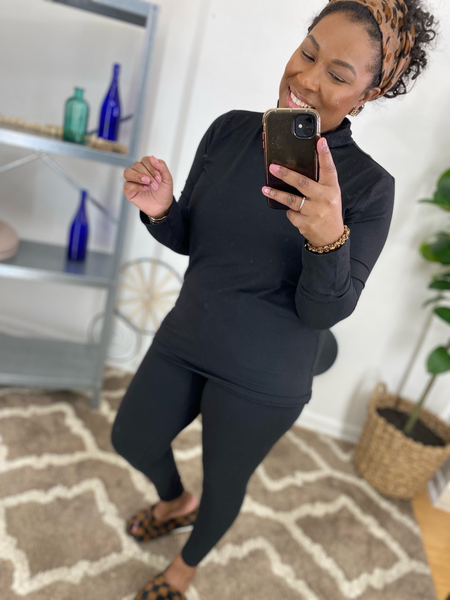 Black Mock Neck Set