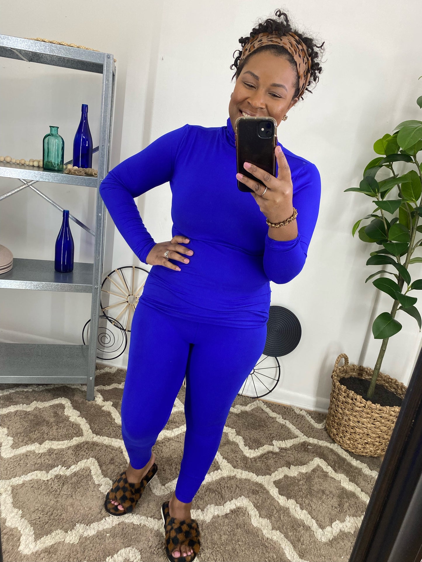 Bright Blue Mock Neck Set