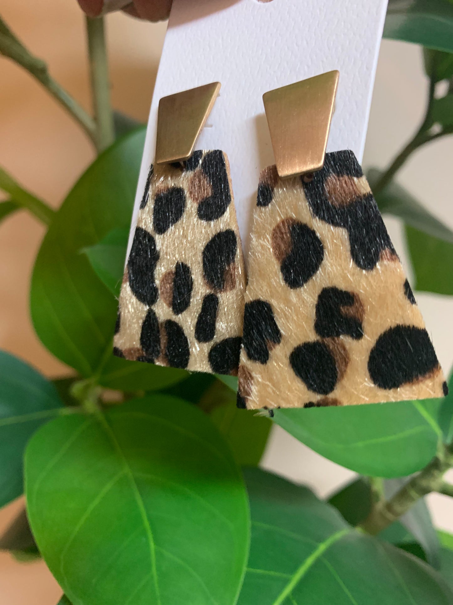 Faux Leather Trapezoid Earrings