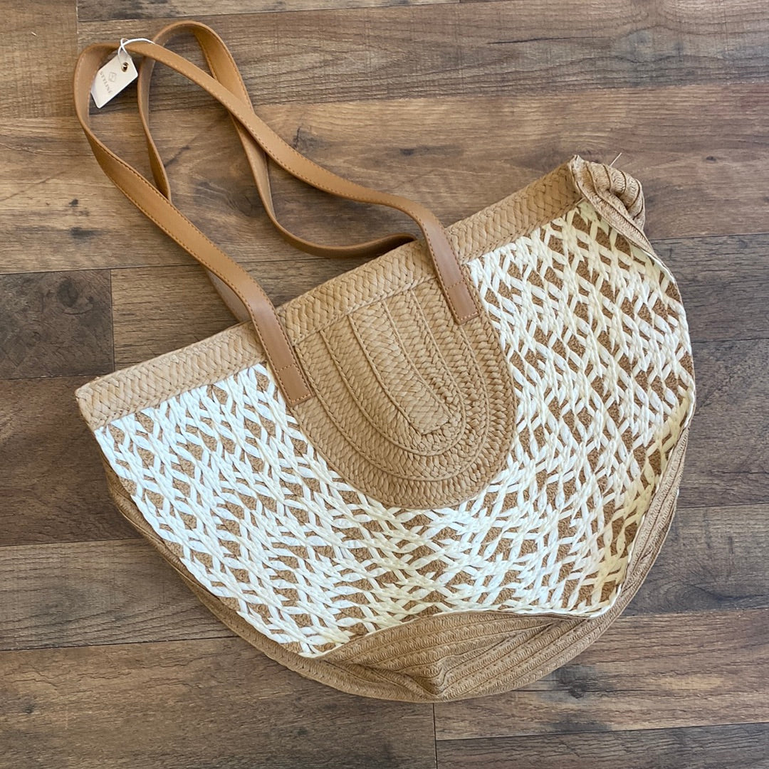 Two Tone Straw Tote