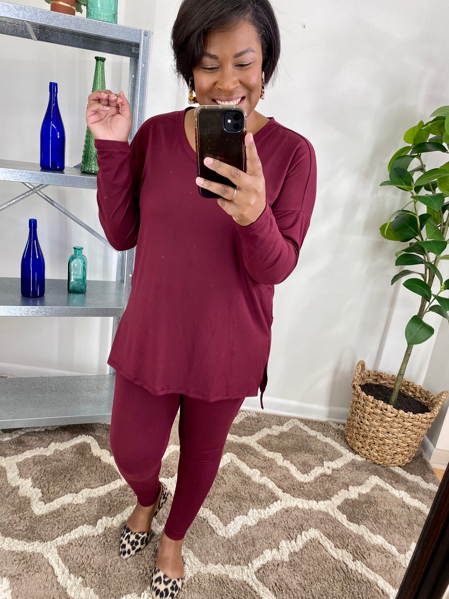 Burgundy Long Sleeve Lounge Set