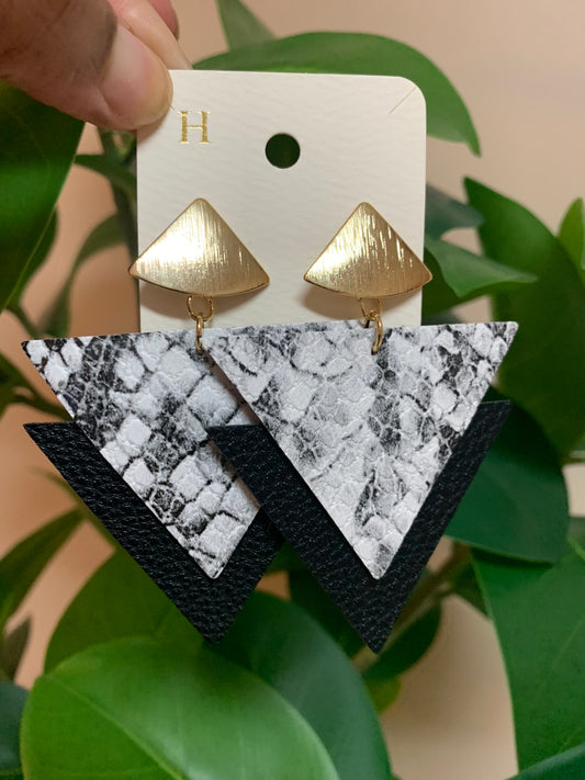 Double Triangle Leather Earrings