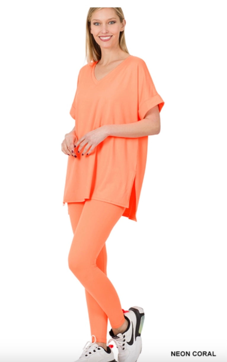 Neon Coral Lounge Set