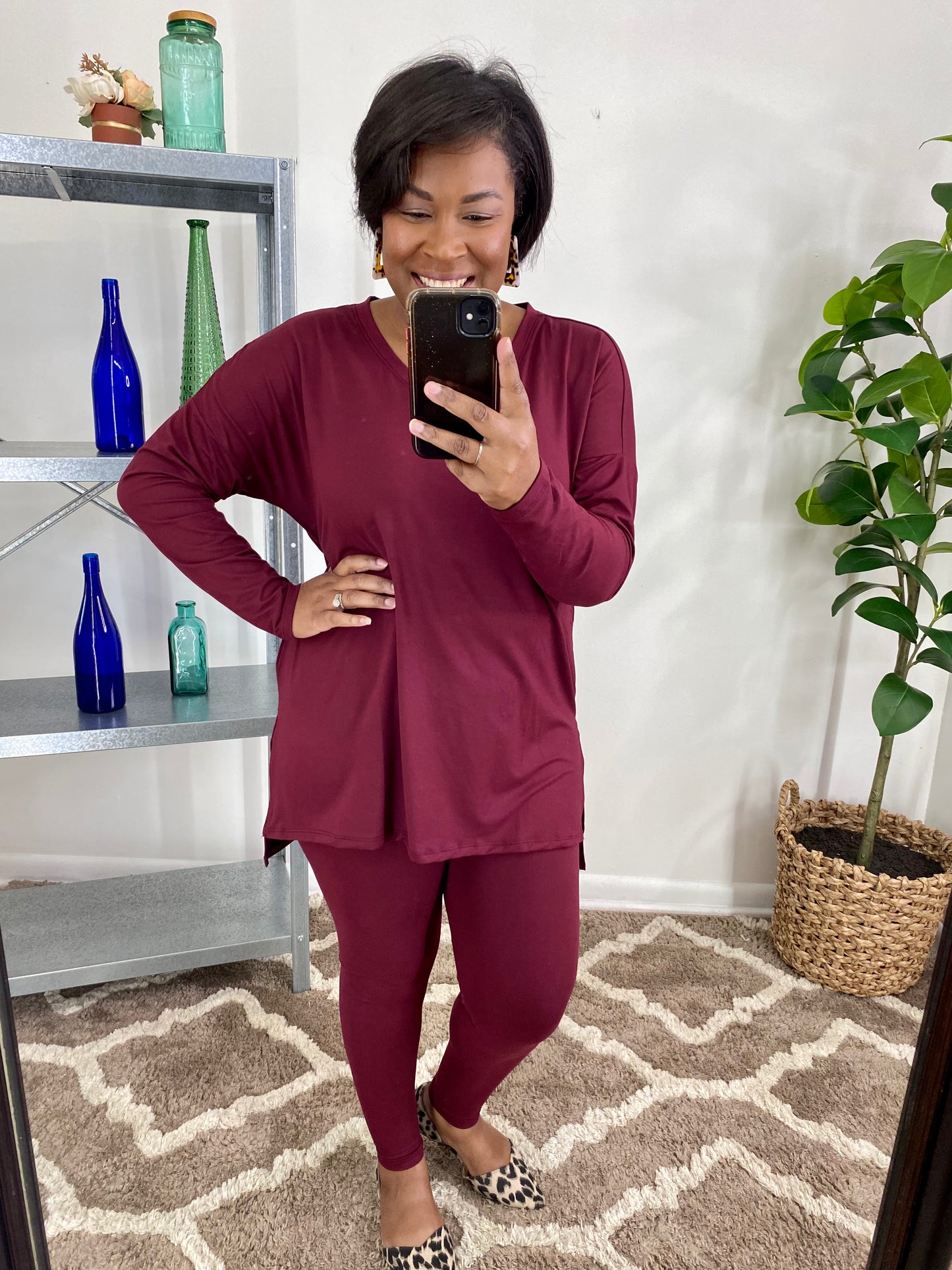 Burgundy Long Sleeve Lounge Set