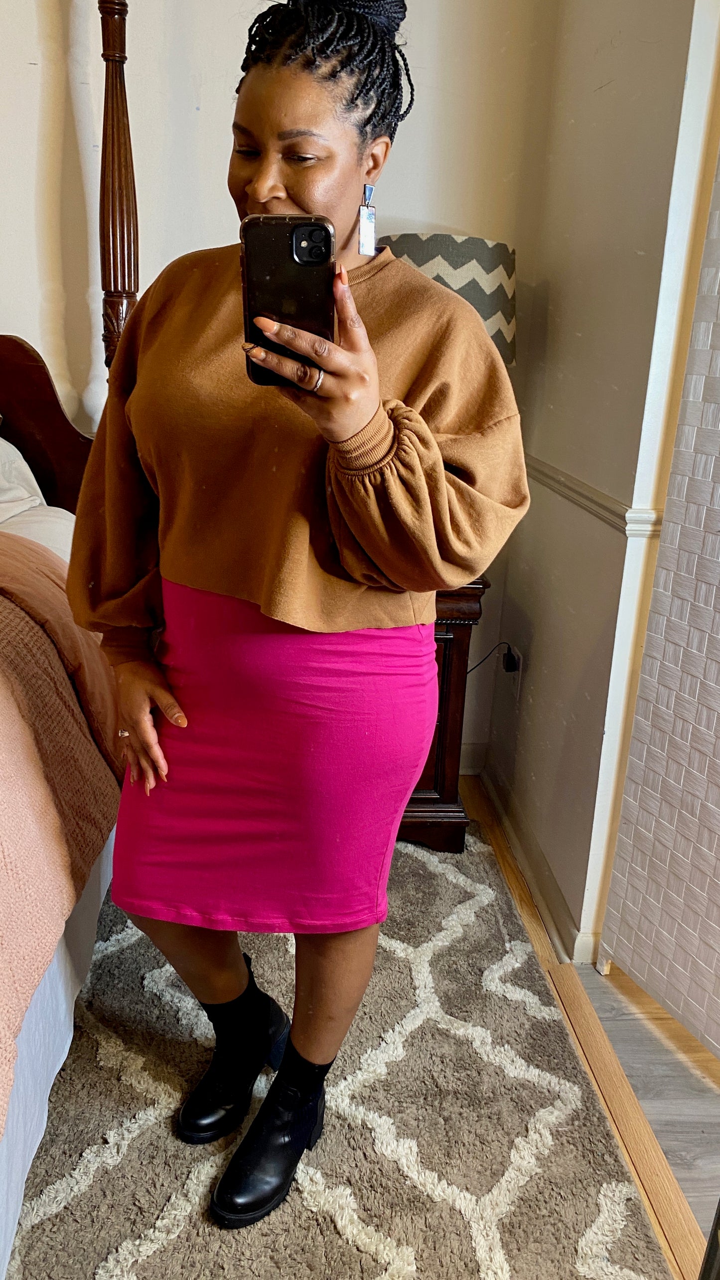 Magenta Pencil Skirt