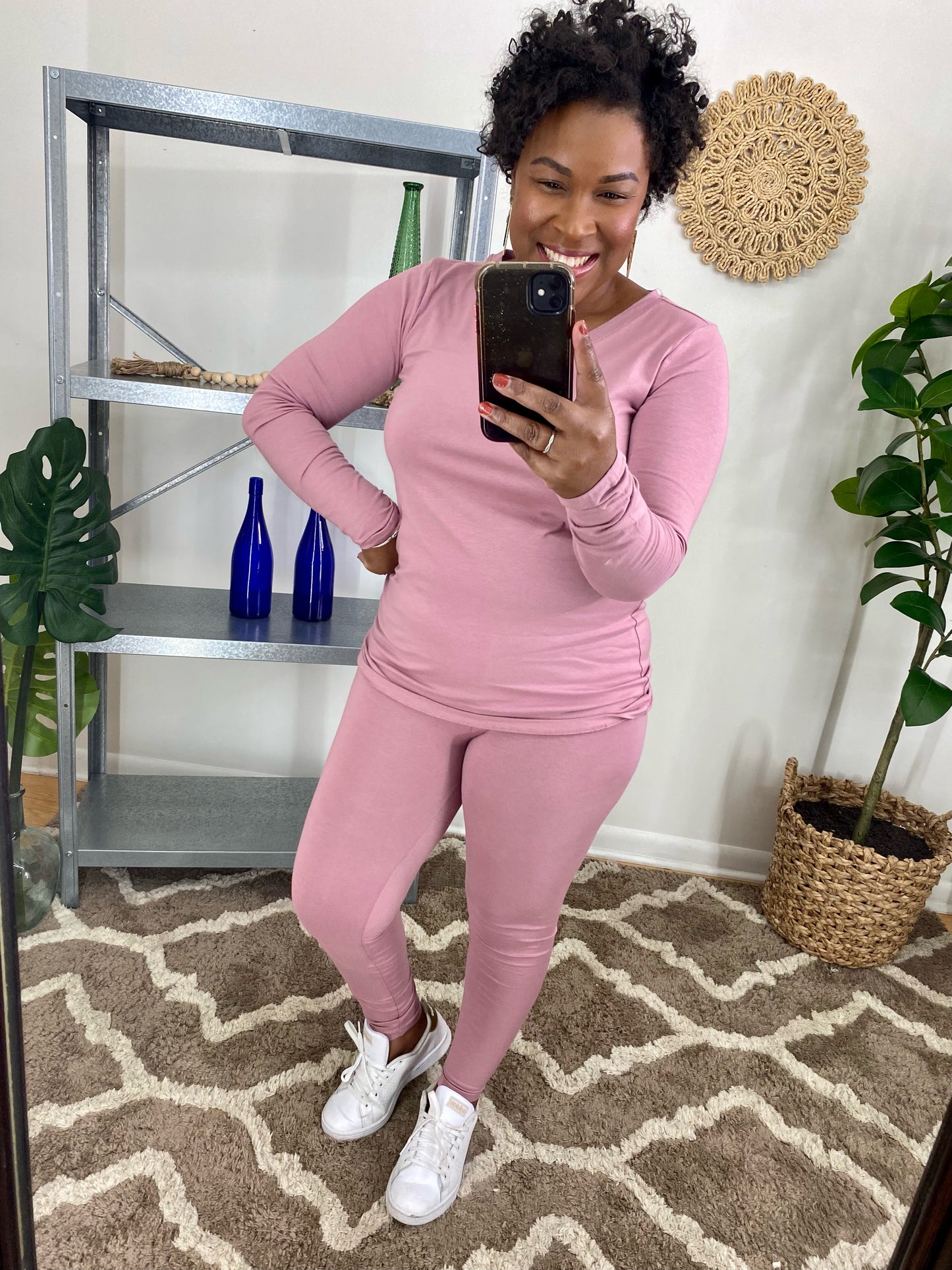 V-Neck Top And Legging Set
