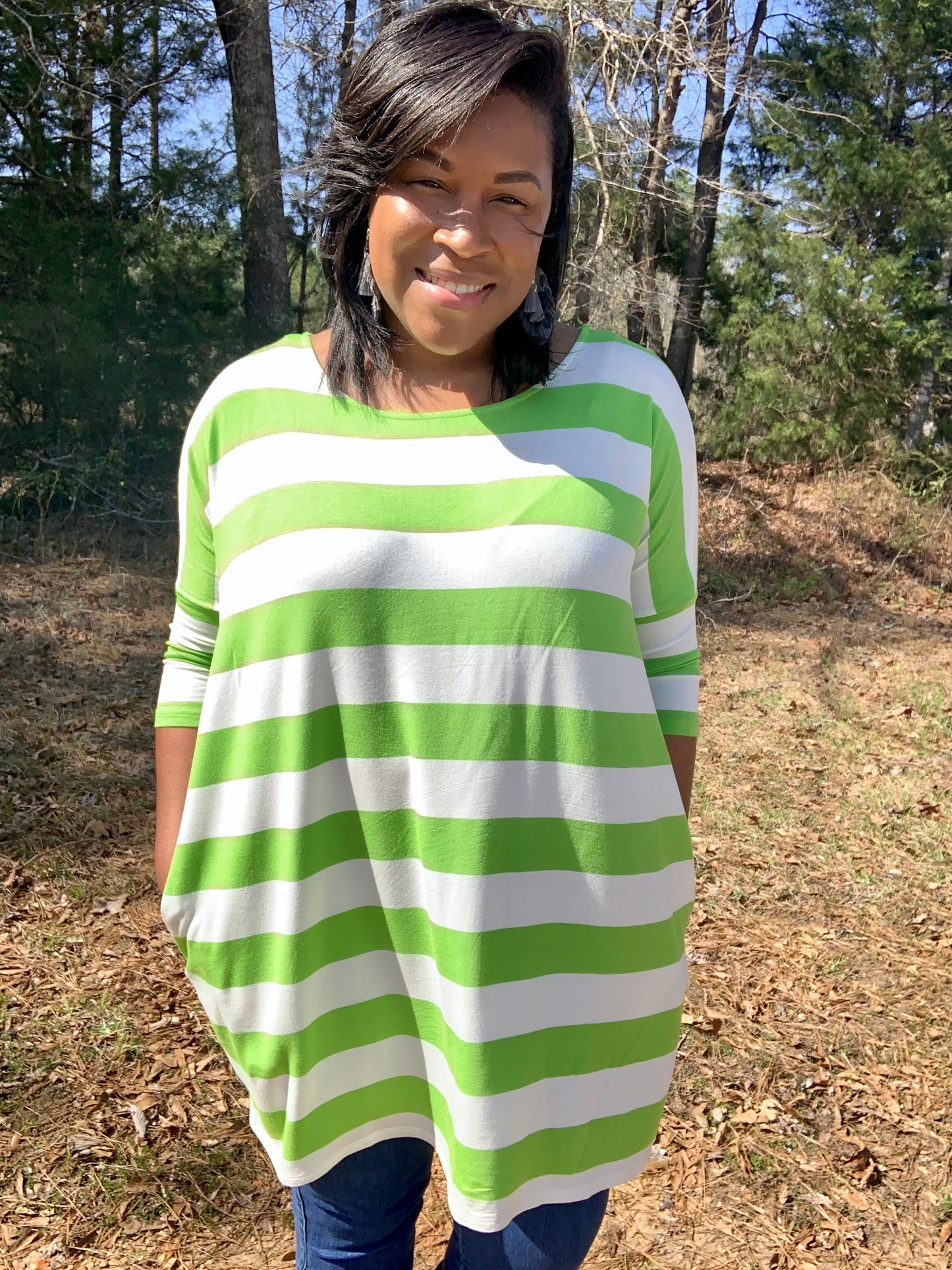 Green & Ivory Stripes
