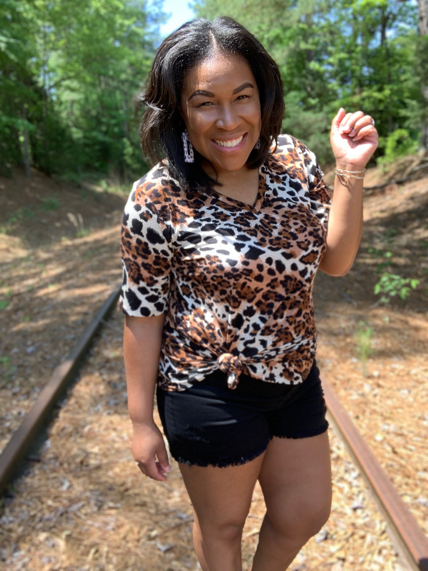 Leopard Hem Top