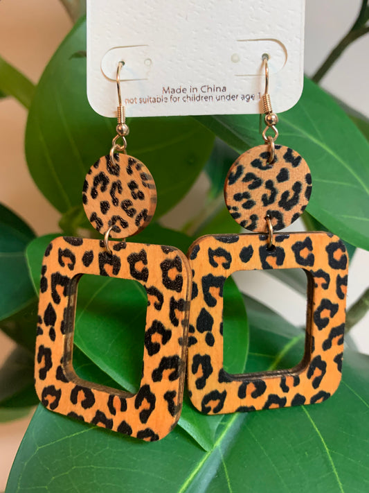 Leopard Wood Earrings