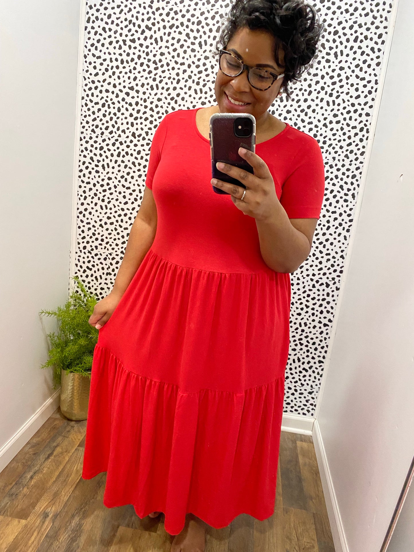 Tiered Midi Dress (Ruby)