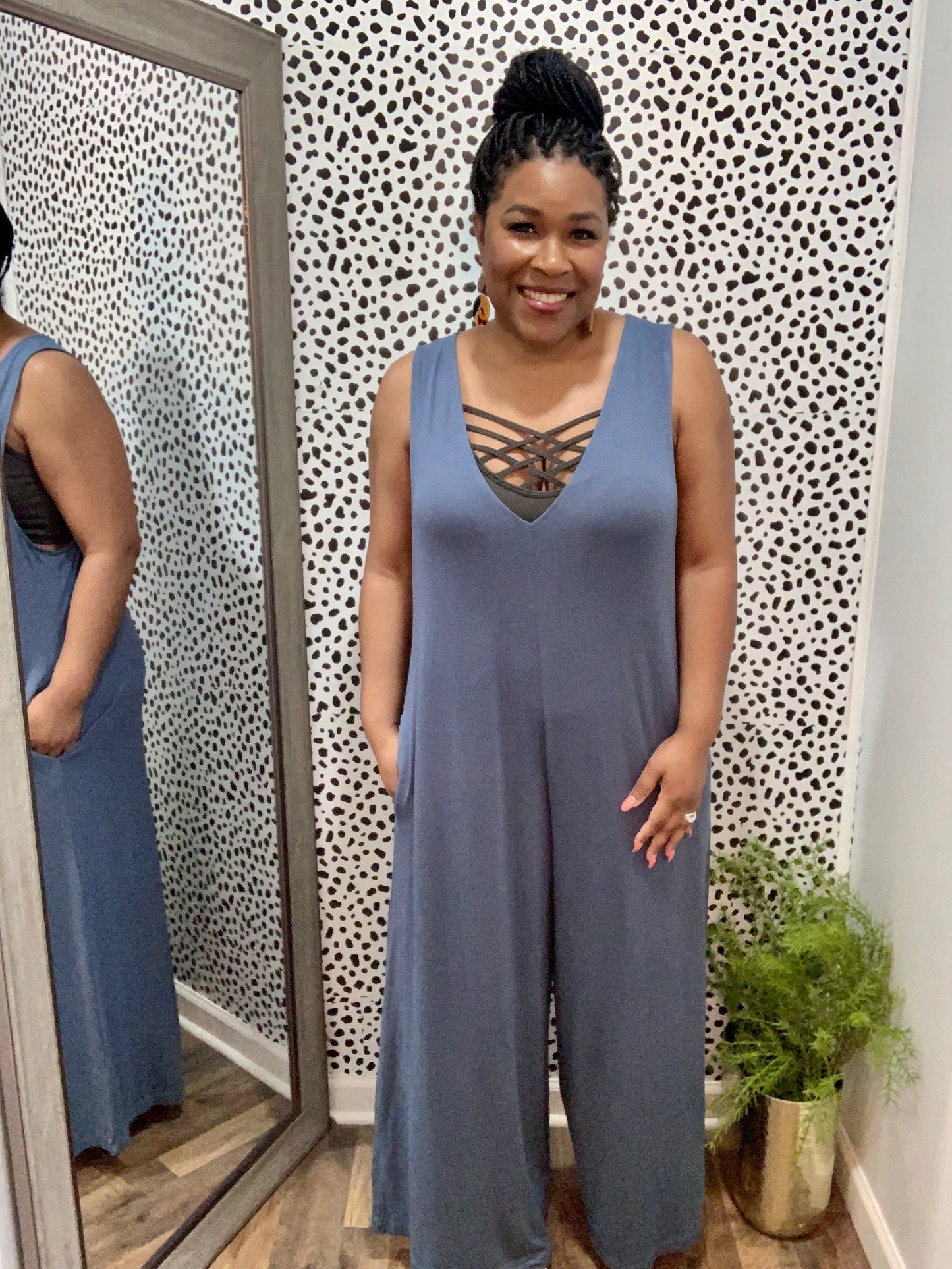 Wide Leg Jumpsuit (Blue Grey)