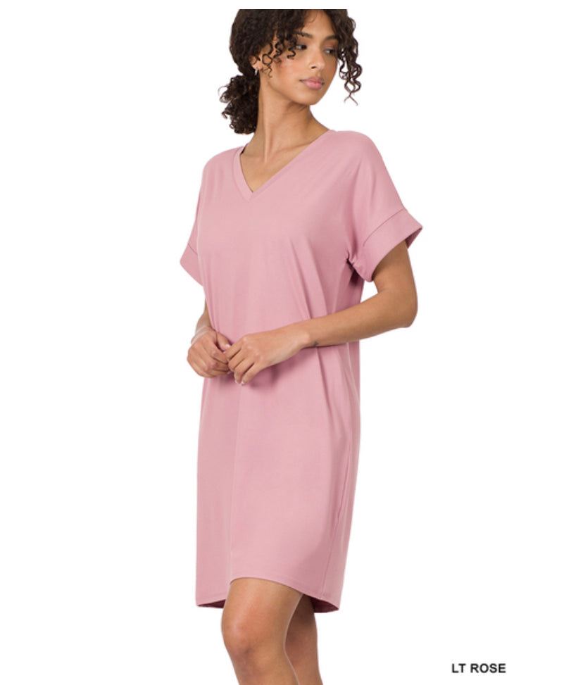 Rose V-Neck Dress