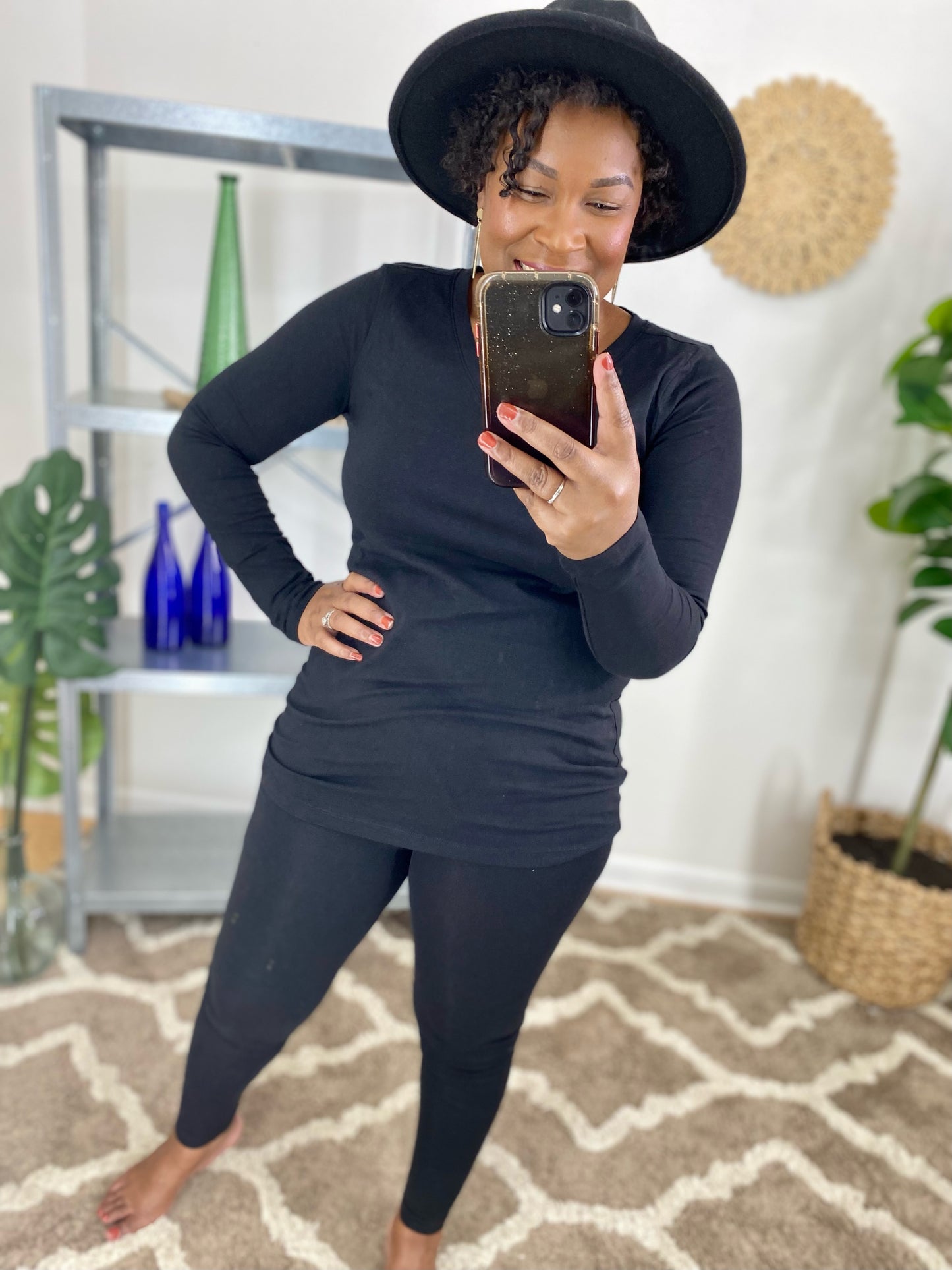 V-Neck Top And Legging Set