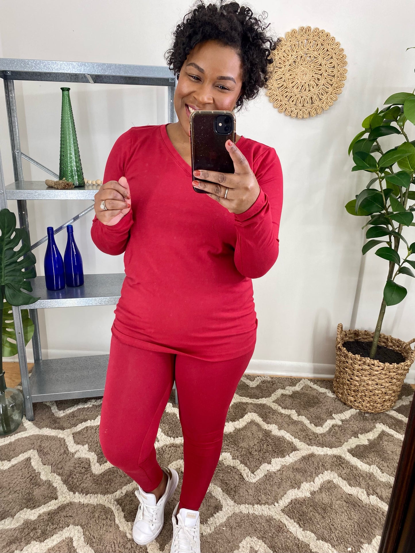 V-Neck Top And Legging Set