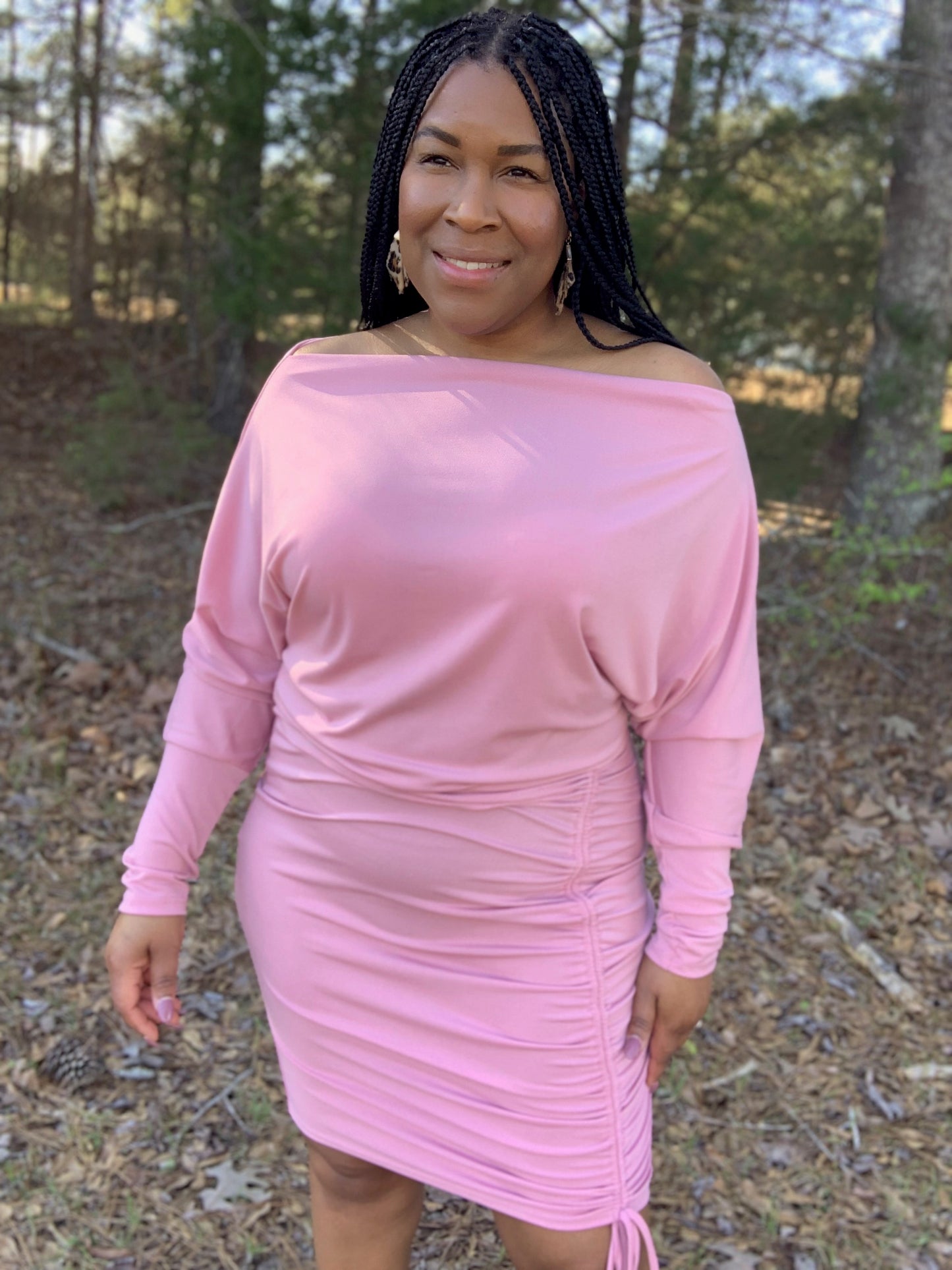 Mauve Solid Knit Dress