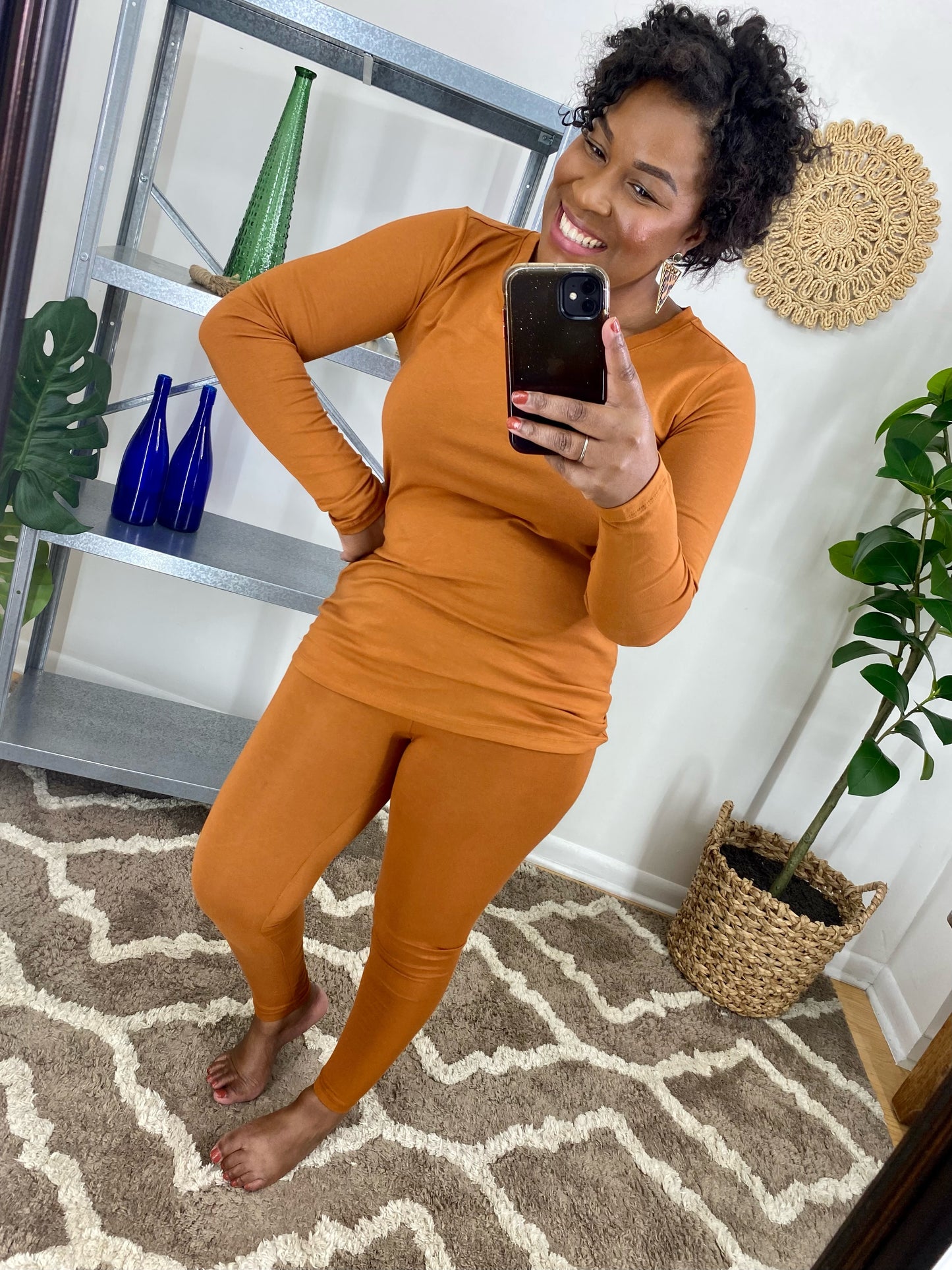 V-Neck Top And Legging Set