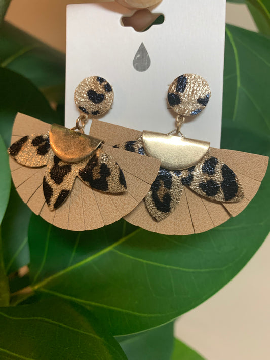 Leopard Wedge Fan Earrings