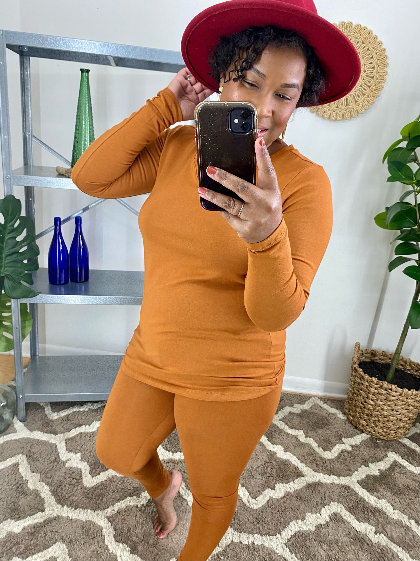 V-Neck Top And Legging Set